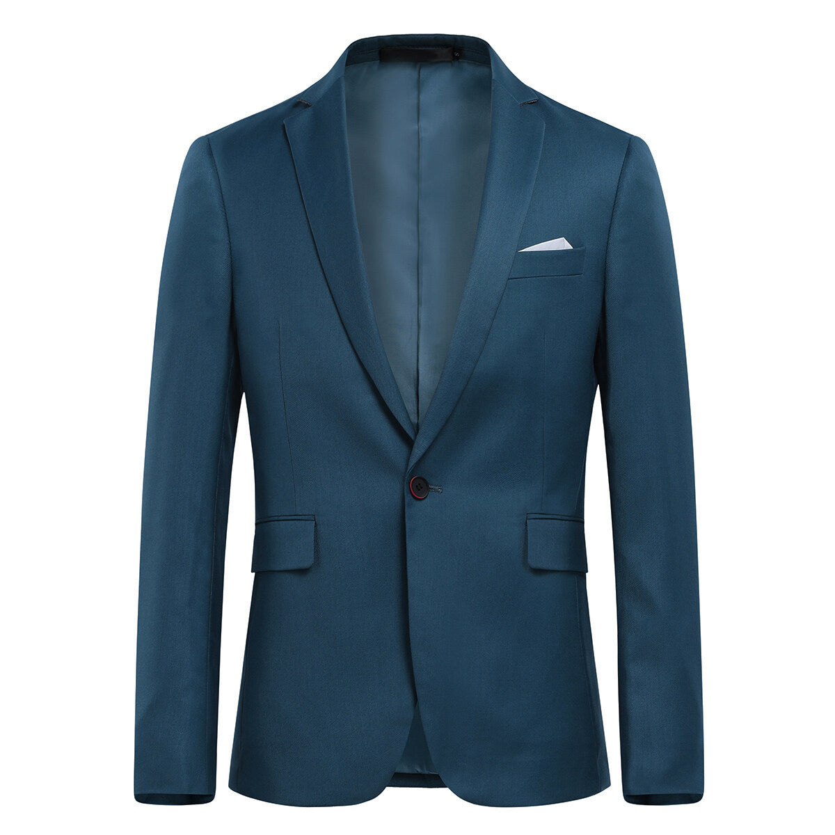 3 Piece Slim Fit Solid Color Jacket - Smart Wedding Formal Suit for Men in Sea Blue | Perfect for Weddings, Proms, Business Meetings & Special Occasions