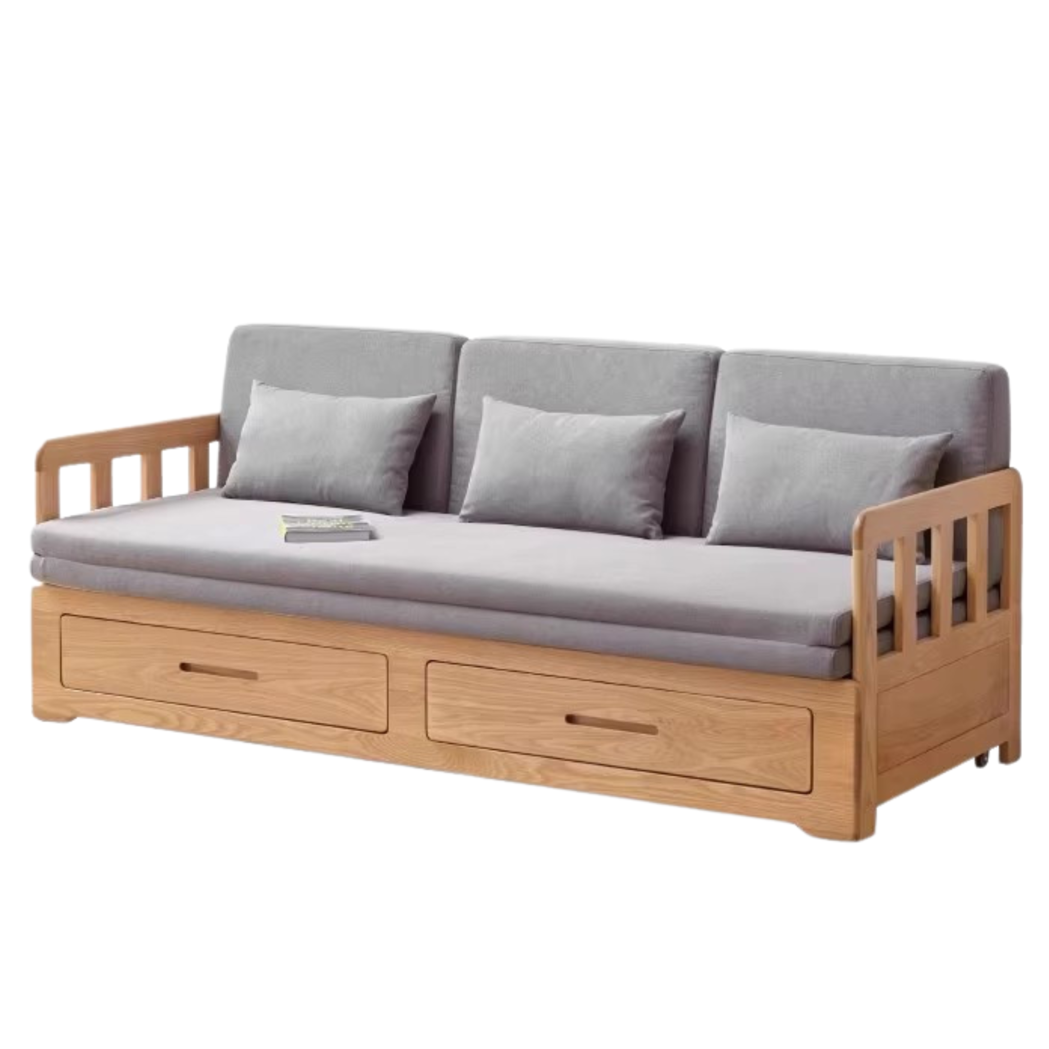 78.7х33.3х32.7 inch / 200х84.7х83.5сm / Natural wood - fog gray ordinary cushion / sofa bed