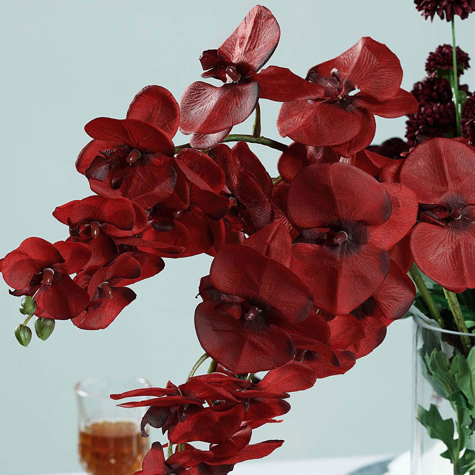 40 Inch Artificial Phalaenopsis Silk Orchid Flowers - Real Touch Lifelike Branches, Pack of 2 (Red) - Perfect for Home, Office, Wedding, Party & Event Decorations