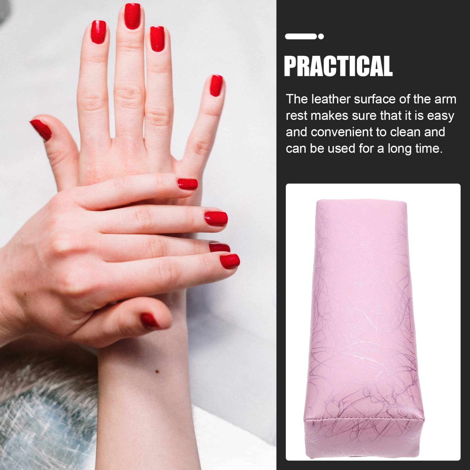 Striped Leather Manicure Hand Pillow - Nail Salon Accessory for Gel Polish & Nail Art - Comfortable Hand Cushion & Arm Rest for Professional & Home Use