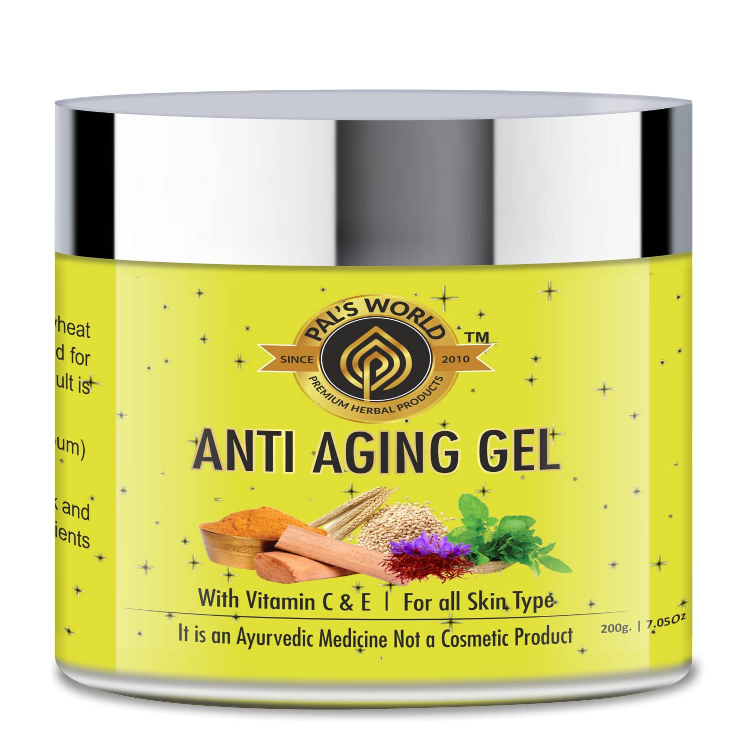 Pal's World Anti-Aging Vitamin C & E Gel with Natural Extracts for All Skin Types - Men & Women - 100g | Brightening & Hydrating Face Gel for Day & Night Skincare Routine
