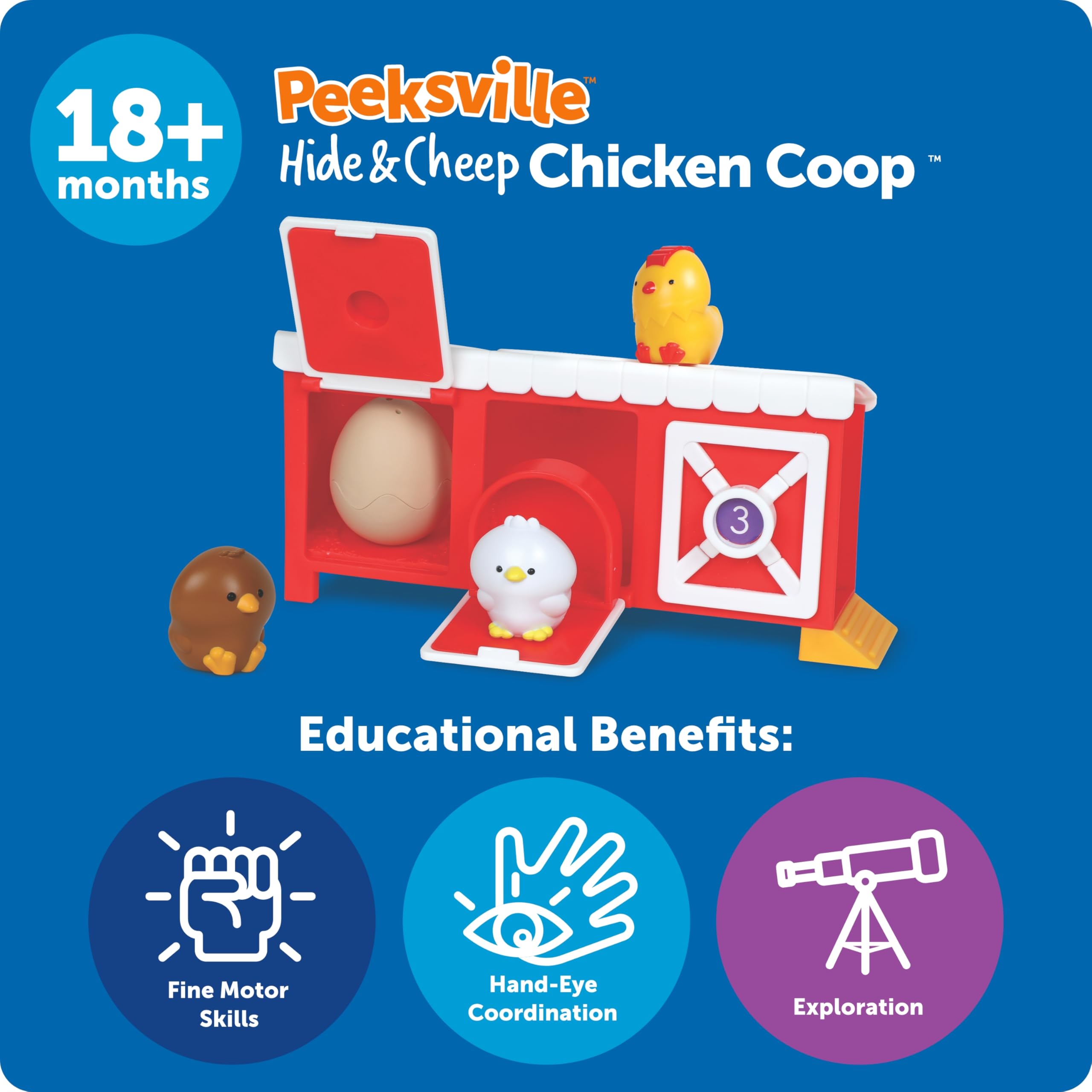 Learning Resources Peeksville Hide & Cheep Chicken Coop - Interactive Farm Animal Playset with Barn & Sensory Toys for Toddlers | Peekaboo Learning Game, Preschool Manipulatives & Easter Gift for Kids | Perfect for Farm-Themed Playtime & Early Childhood Development