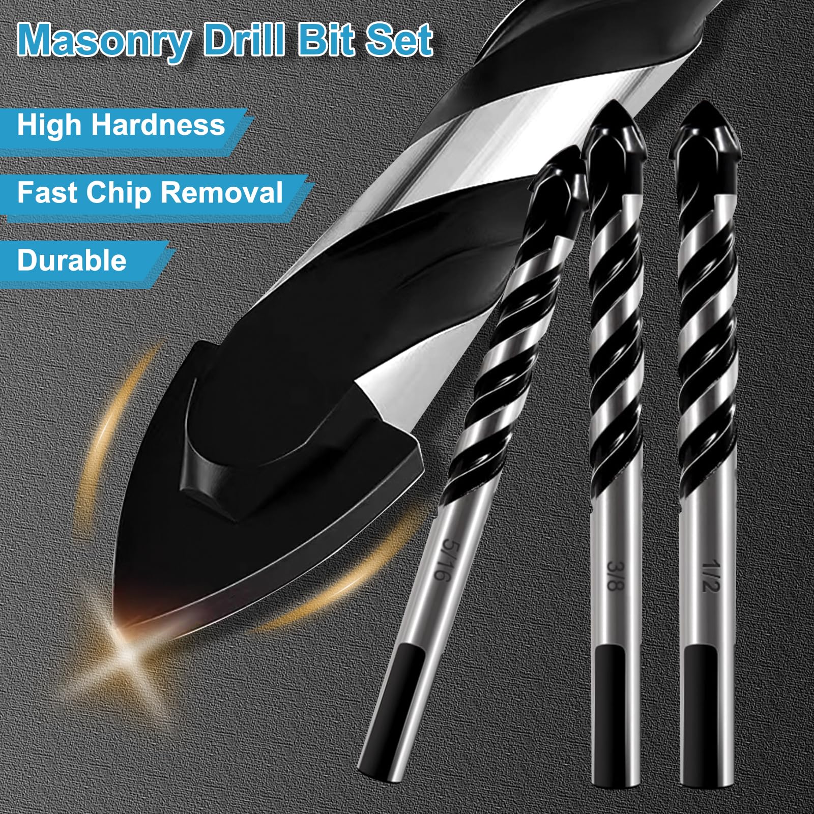 12Pcs Professional Masonry Drill Bit Set - 1/8