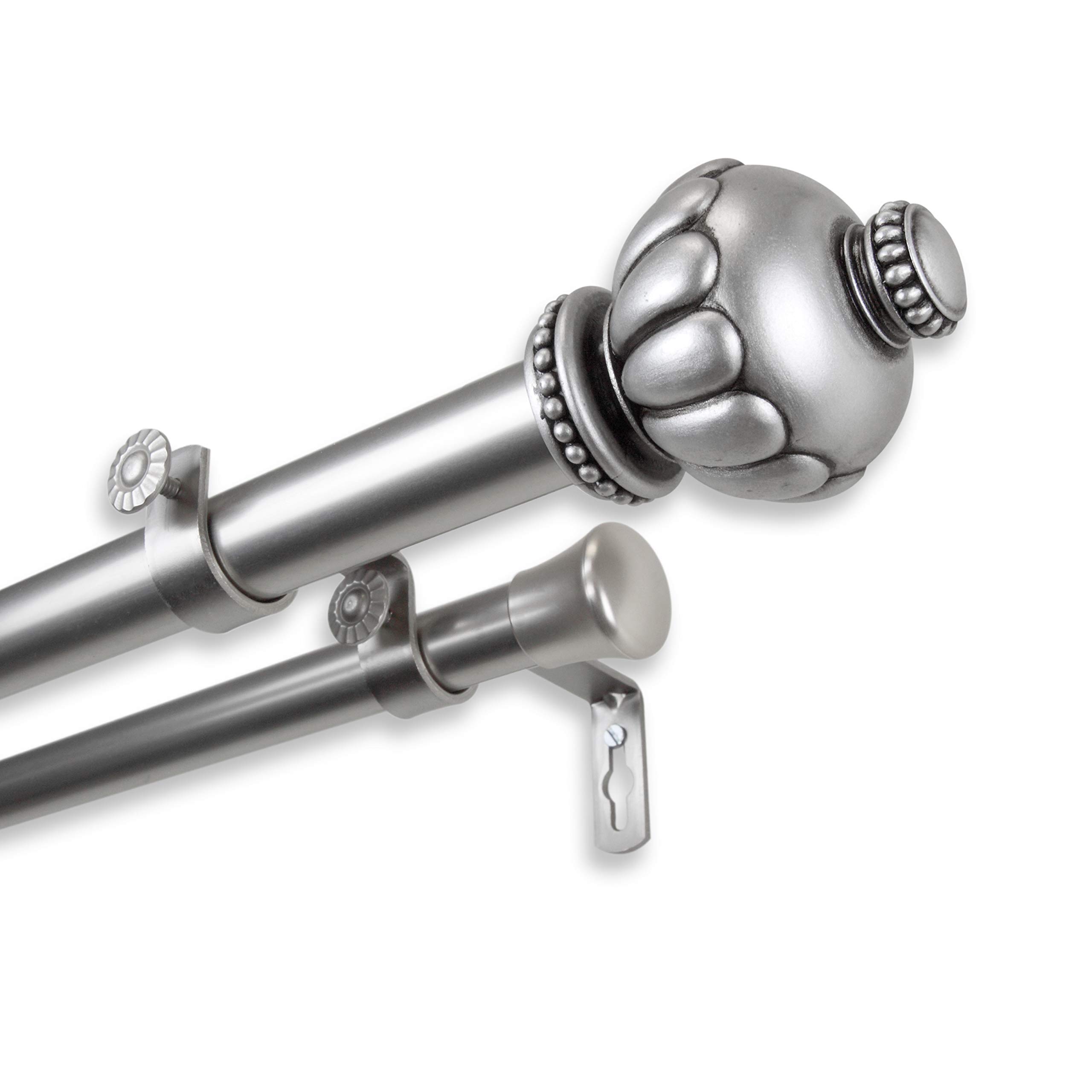 Rod Desyne 1 Inch Manhattan Double Curtain Rod - Adjustable 66 to 120 Inches - Satin Nickel Finish - Perfect for Living Room, Bedroom & Window Treatments