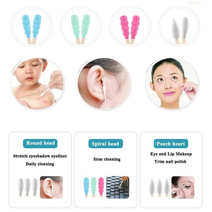 JIAVAXA 200 Pcs (400 Swabs) Bamboo Cotton Ear Buds - Soft, Non-Toxic, Biodegradable Ear Wax Cleaning & Makeup Removal Swabs for Adults & Babies | 100% Organic Cotton | Perfect for Ear Care, Cosmetic Application & Baby Hygiene