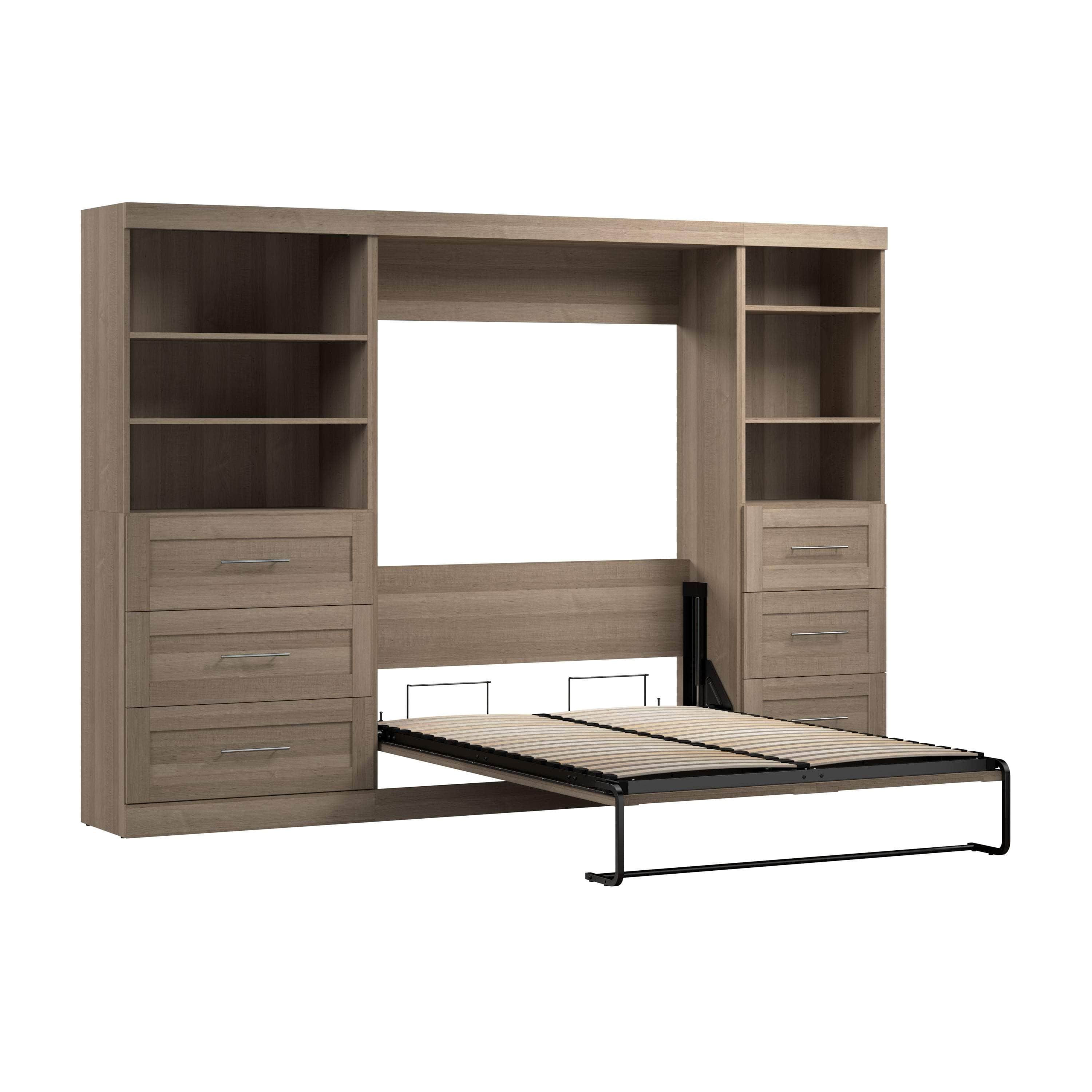 Pur Full Murphy Wall Bed with 2 Storage Units & Drawers (120 Inch) - 5 Color Options | Space-Saving Wall Bed for Small Apartments & Guest Rooms
