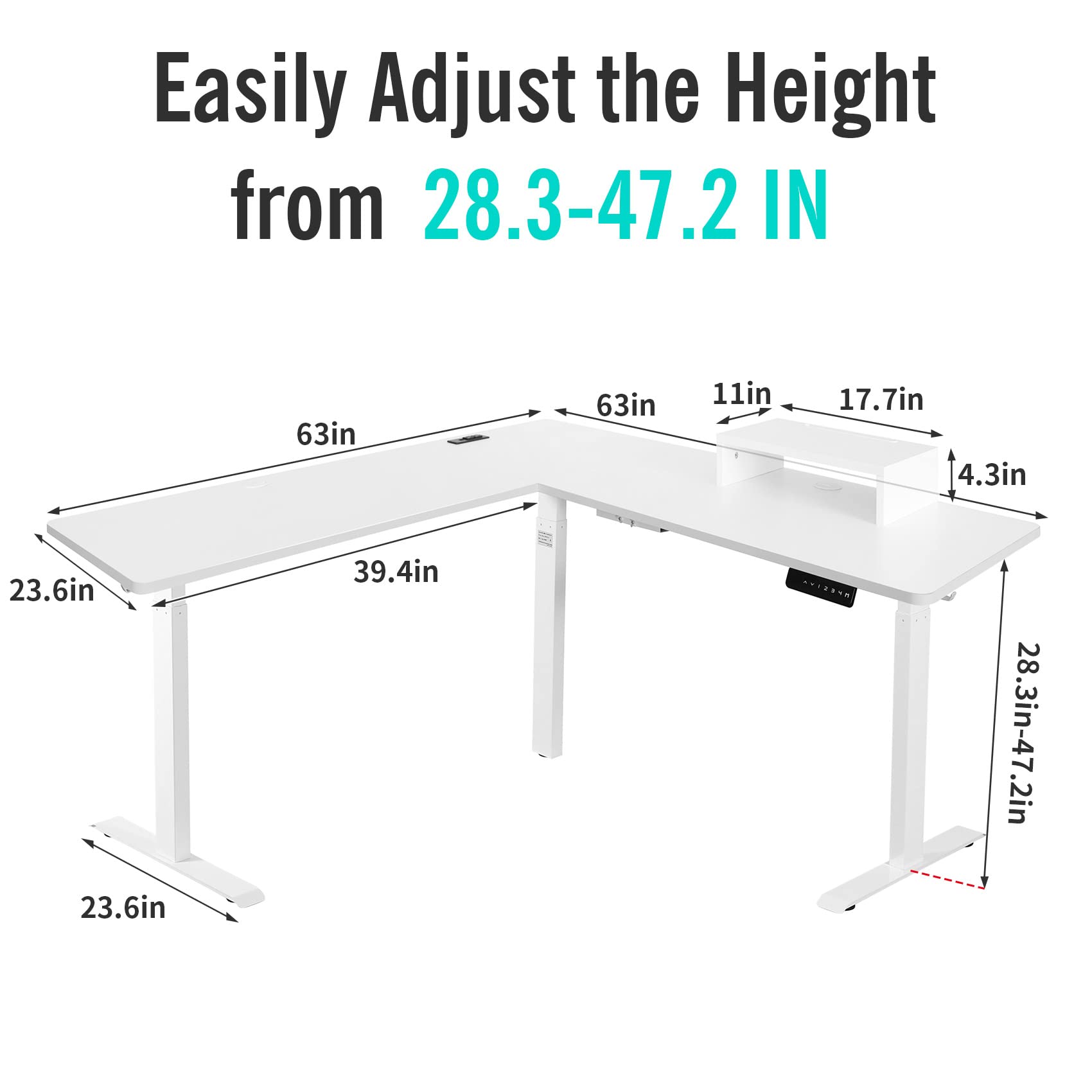 UNICOO L-Shaped Triple Motor Electric Standing Desk - Height Adjustable Corner Desk for Gaming & Home Office, Easy Touch Control, Solid Steel Frame (White Top/White Frame) - Perfect for Small Spaces & Ergonomic Workstations