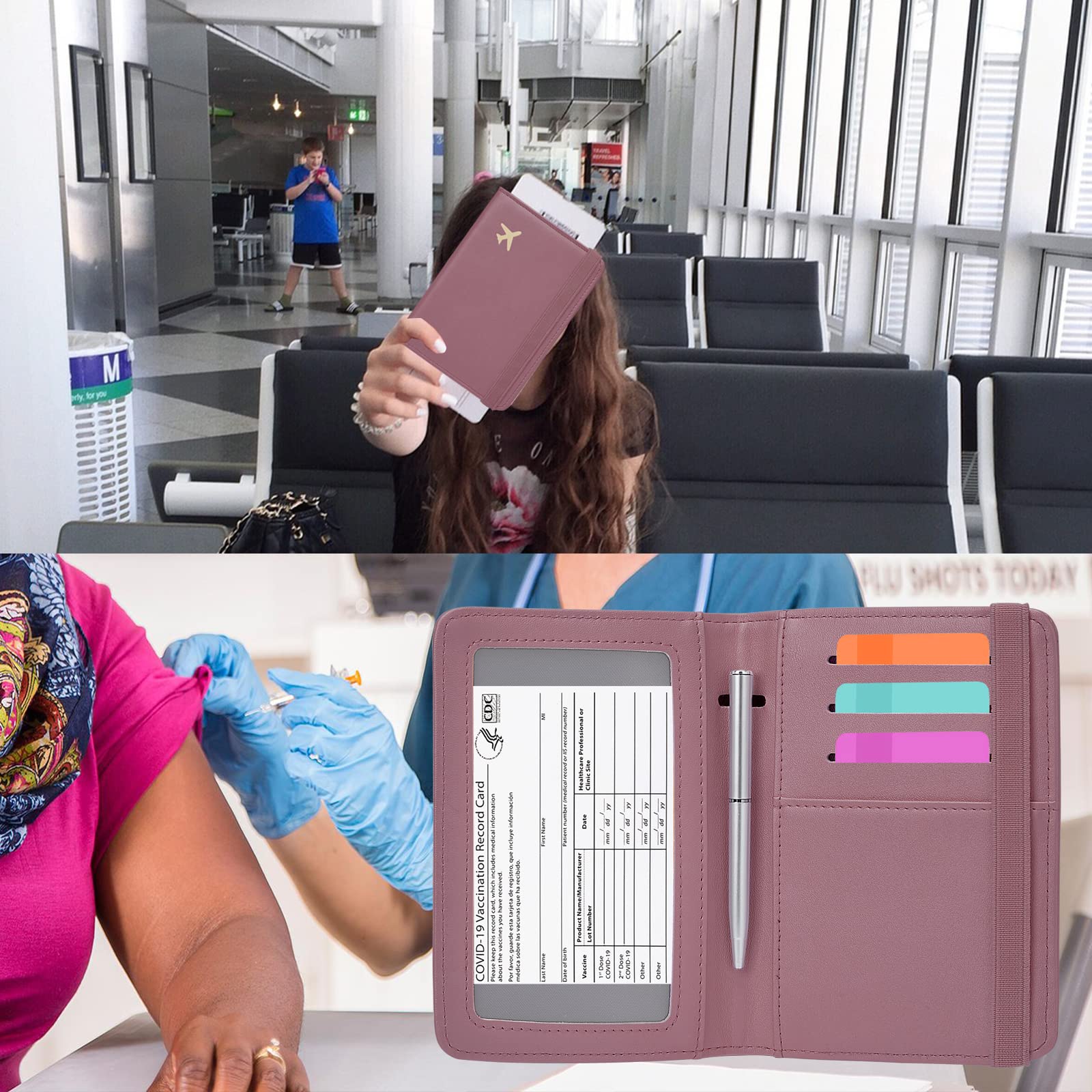 ZOPPEN RFID Blocking Passport Holder Wallet - Travel Document Organizer for Women & Men, Purple | Perfect for Airports, Vacations & Business Trips