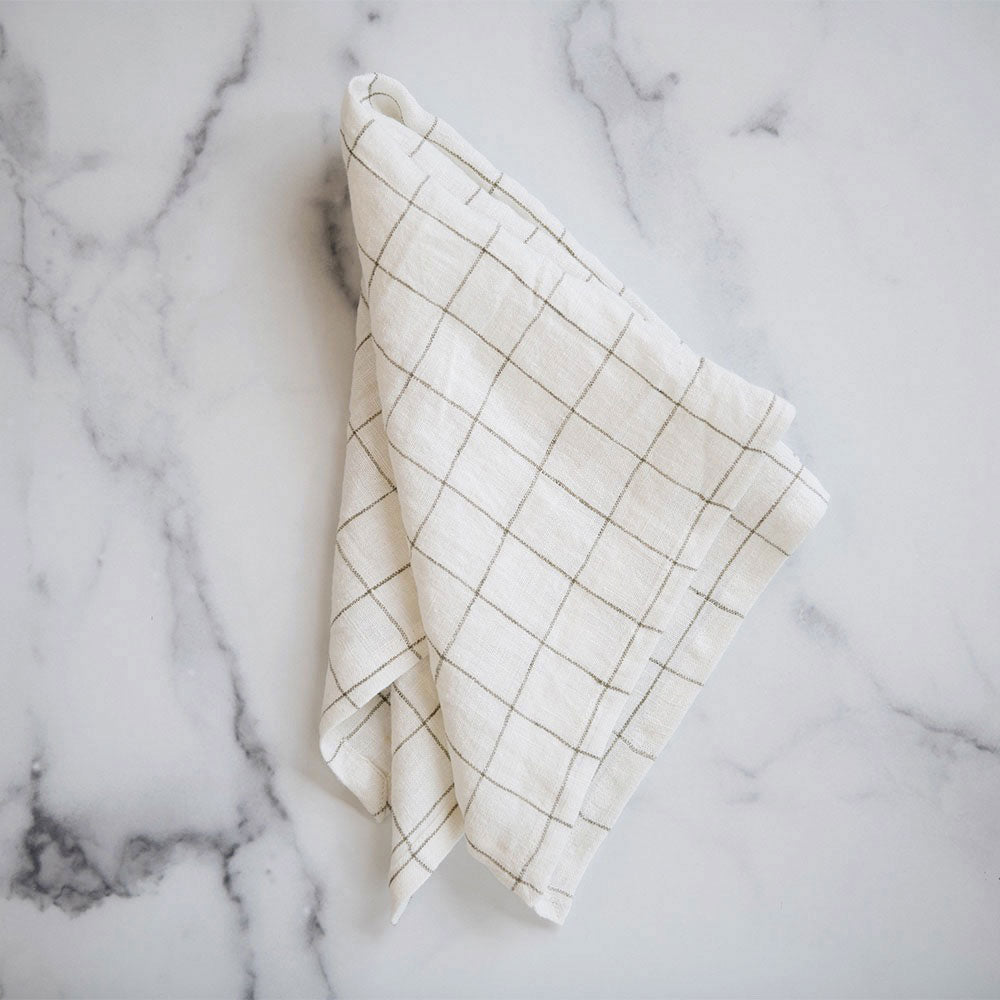 Premium Stonewashed Linen Dinner Napkins - Grey Checkered Design for Formal Dining & Special Occasions | Eco-Friendly & Absorbent Fabric for Everyday Use