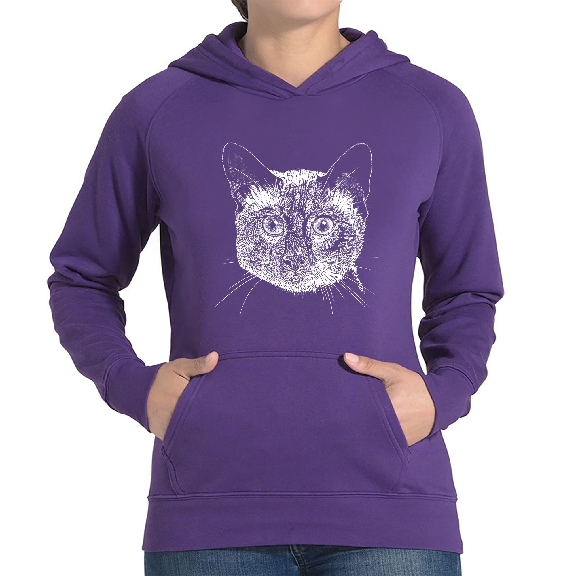 LA POP ART Women's Word Art Hooded Sweatshirt - Siamese Cat Design | Cozy Pullover Hoodie for Cat Lovers | Perfect for Casual Wear, Gifts & Cat-Themed Events