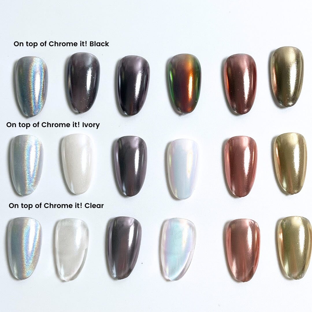 NTT CC Chrome It! Clear Non Wipe Gel - Long-Lasting Chrome Nail Polish for Salon & Home Manicures | Perfect for Parties, Weddings & Special Occasions
