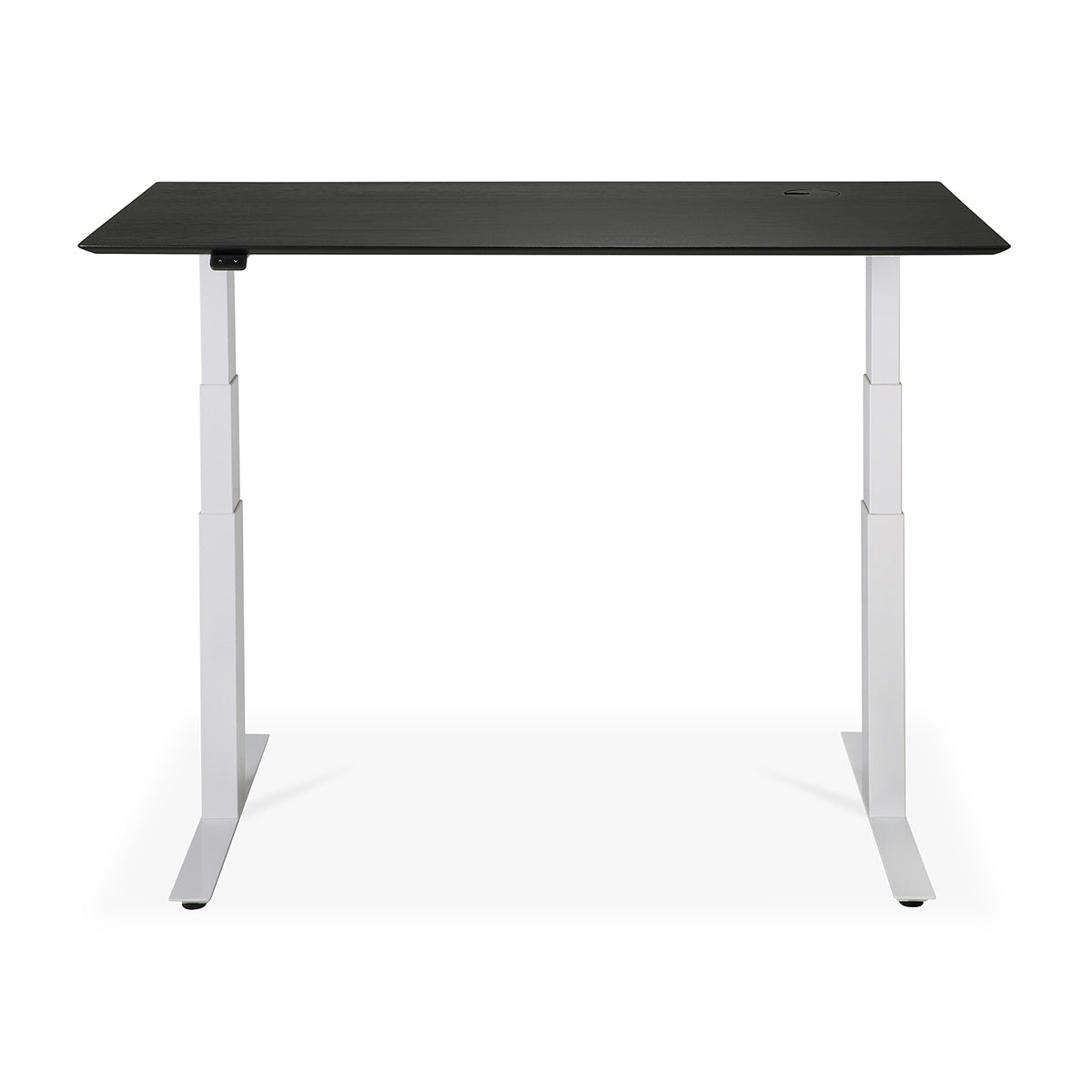 Adjustable Rectangle Office Desk with Cable Management - 140cm (Oak Black, White) - Perfect for Home Office, Study Room & Small Workspace