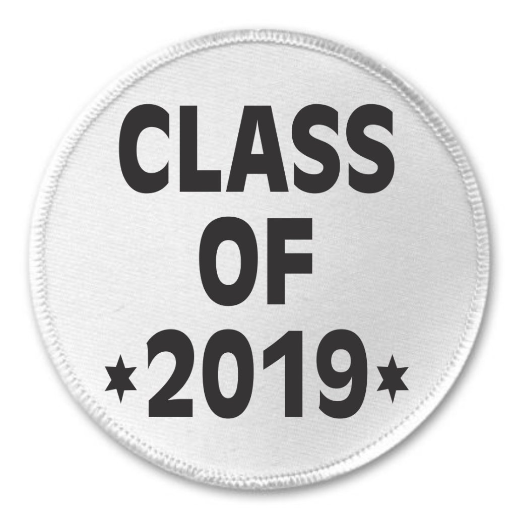 5 Pack Class of 2019 3 Inch Sew On Iron On Graduation Patches for High School College University - Perfect for Yearbooks Jackets Hats Backpacks