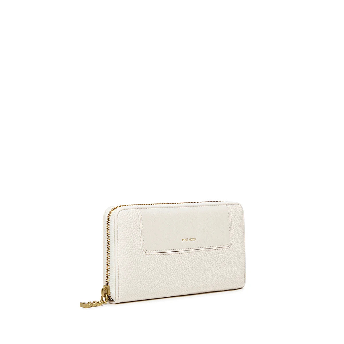 Mae Zip Wallet in Coconut Cream Pebbled Leather - Stylish & Secure Women's Wallet for Everyday Use, Travel, and Business