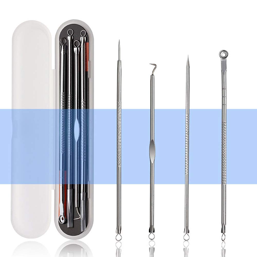 4-in-1 Acne Blackhead Remover Kit - Professional Comedone Extractor & Pimple Popper Tool Set for Face, Nose & Skin Care - Perfect for Home Spa & Acne Treatment