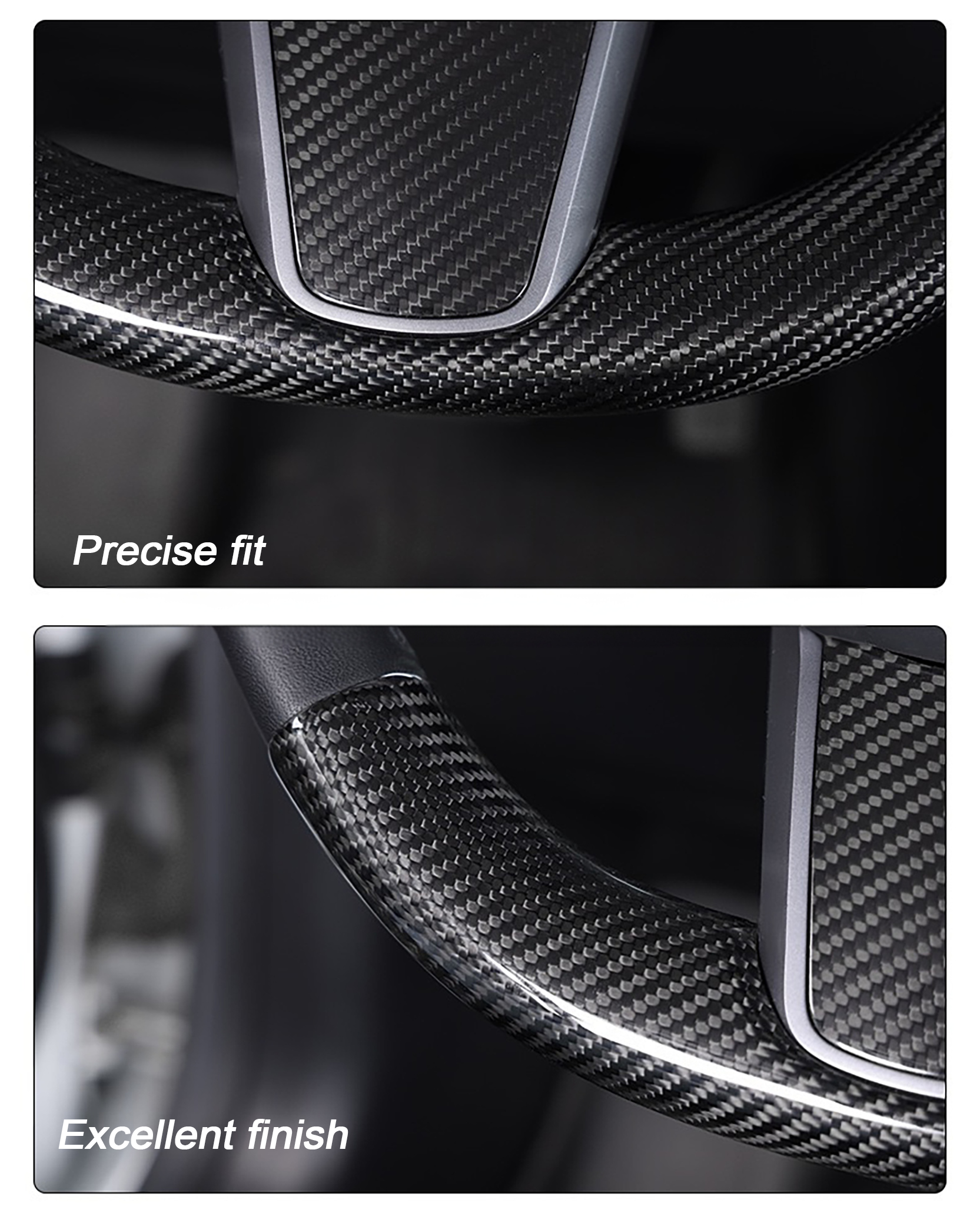 Premium Real Carbon Fiber Steering Wheel Cover for Tesla Model 3 & Y - Custom Fit Luxury Interior Upgrade | Enhance Driving Comfort & Style for Your Tesla Model 3 & Model Y