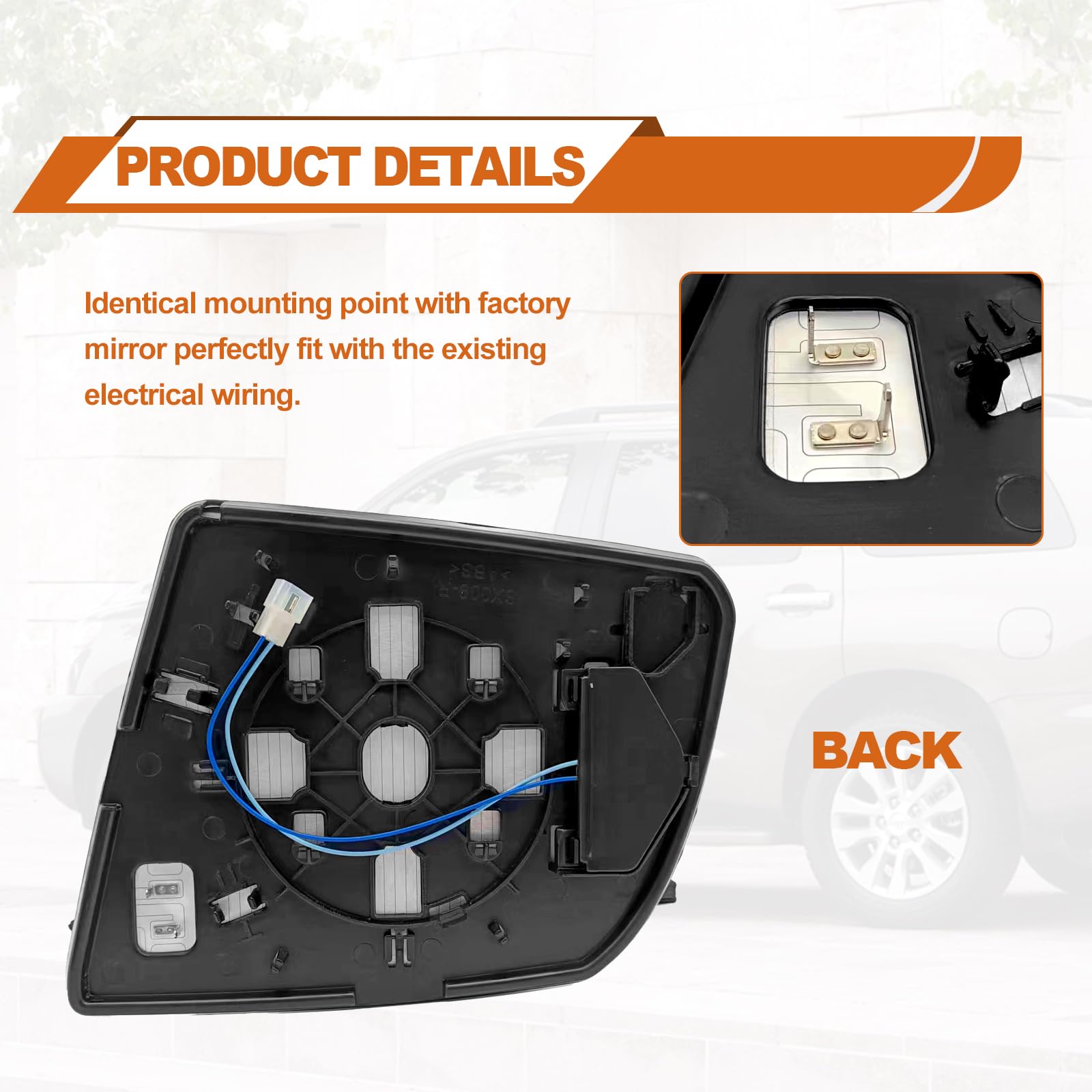 Heated Passenger Side Mirror Glass Replacement for Toyota Sequoia 2008-2017 & Tundra 2007-2020 - Right Side View Convex Mirror with Rear Holder and Turn Signal - Perfect for Winter Driving and Enhanced Visibility