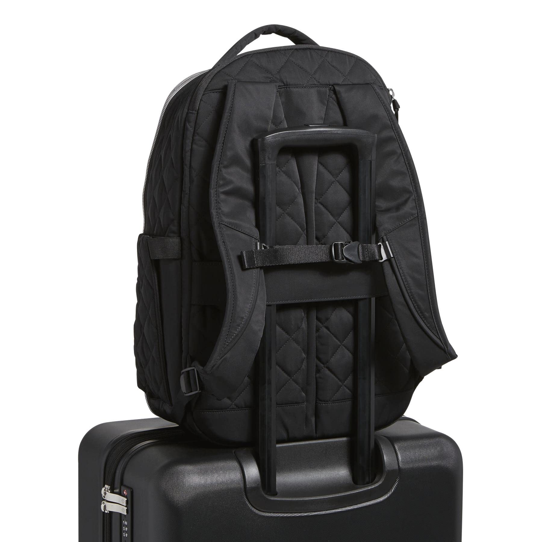 Vera Bradley Women's Performance Twill Travel Backpack - Lightweight Carry-On Bag for Work, School & Airplane Travel - Black One Size Backpack Purse for Daily Commute & Weekend Getaways
