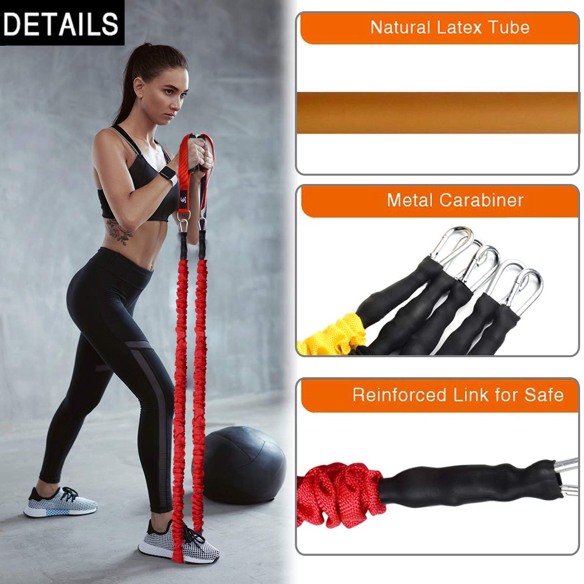 COITEK 14-Piece Resistance Bands Set - 20lbs to 40lbs Exercise Tubes with Nylon Handles, Door Anchor & Ankle Strap (Supports up to 150lbs) - Perfect for Home Workouts, Yoga, Strength Training & Physical Therapy
