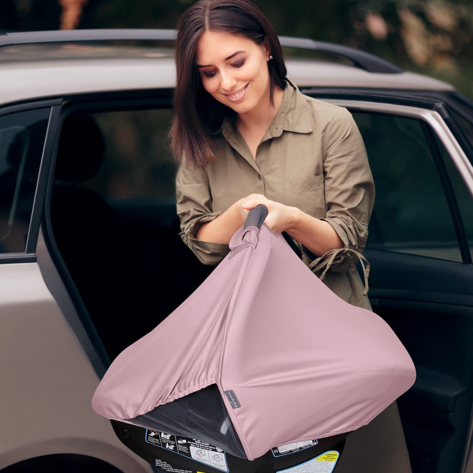 Breathable 2-in-1 Baby Car Seat Cover with UV Protection & Mosquito Net - Lightweight Sun Shade Canopy for Infant Boys & Girls - Summer Bug Mesh Protection for Warm Weather - Perfect for Strollers, Shopping & Outdoor Activities (Blue)