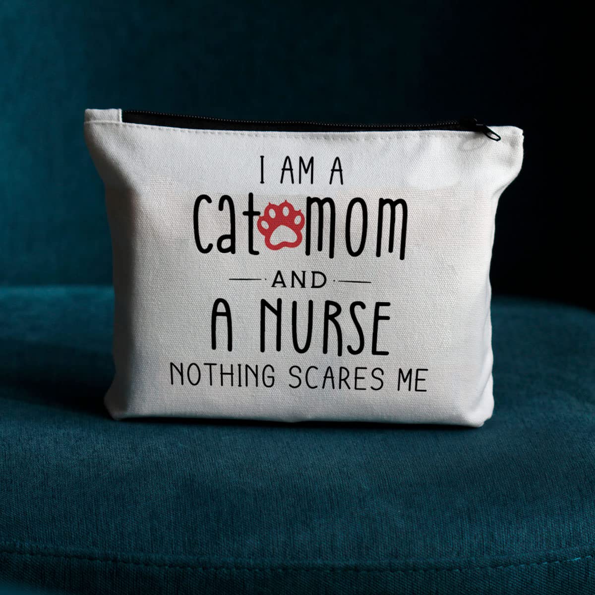 JIUWEIHU Cat Lover Gifts for Women - Funny Cat Themed Makeup Bag for Crazy Cat Ladies, Birthday & Nurse Gifts - Perfect for Cat Moms & Women Friends (Great for Travel, Work & Everyday Use)