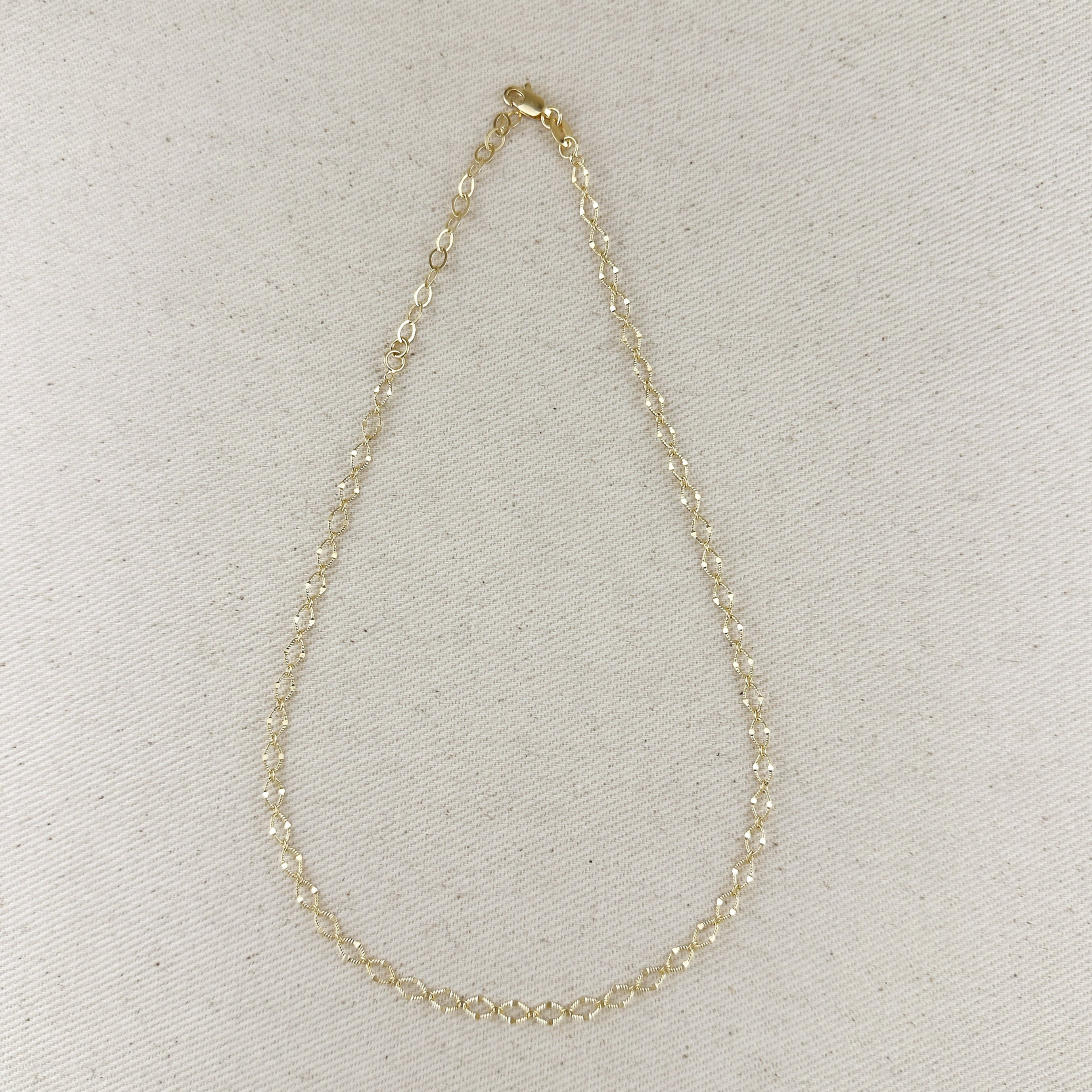 18K Gold Filled Diamond Cut Detailed Chain Necklace for Women - Elegant Layering Necklace Jewelry Gift for Birthday, Anniversary & Valentine's Day