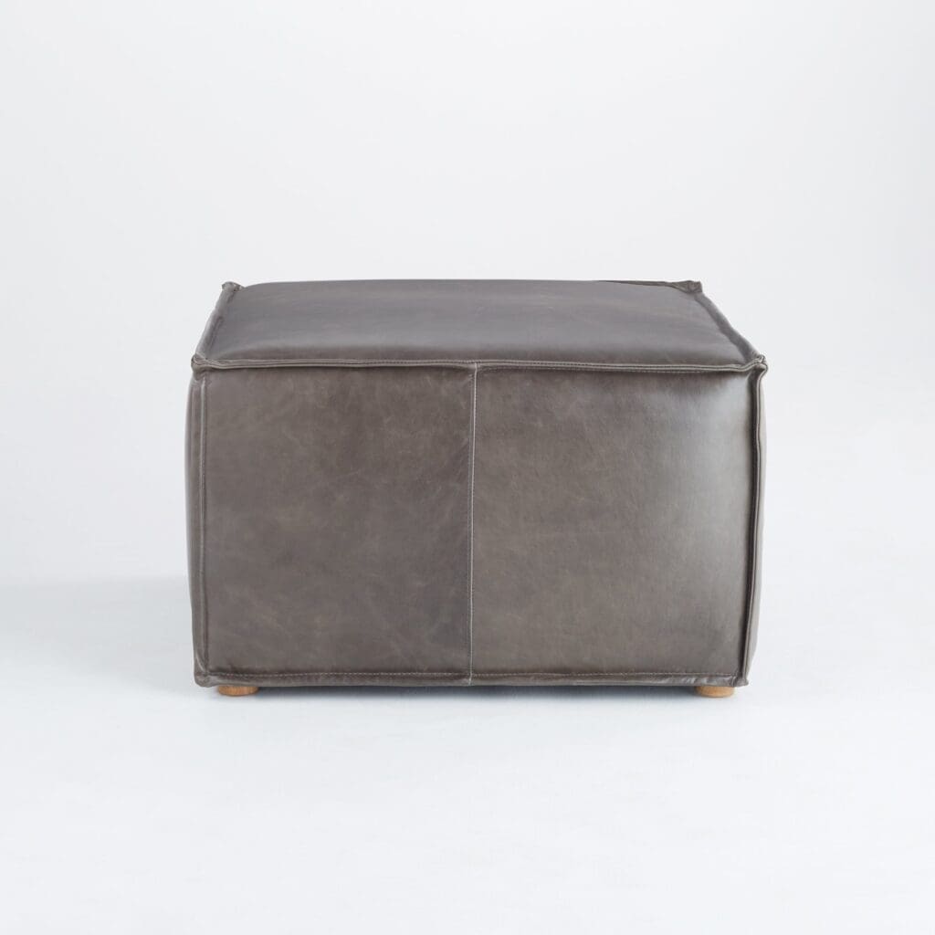 Cyan Design 11449 Lusco Square Pouf Ottoman - Grey Velvet Footstool for Living Room, Bedroom & Lounge Decor
