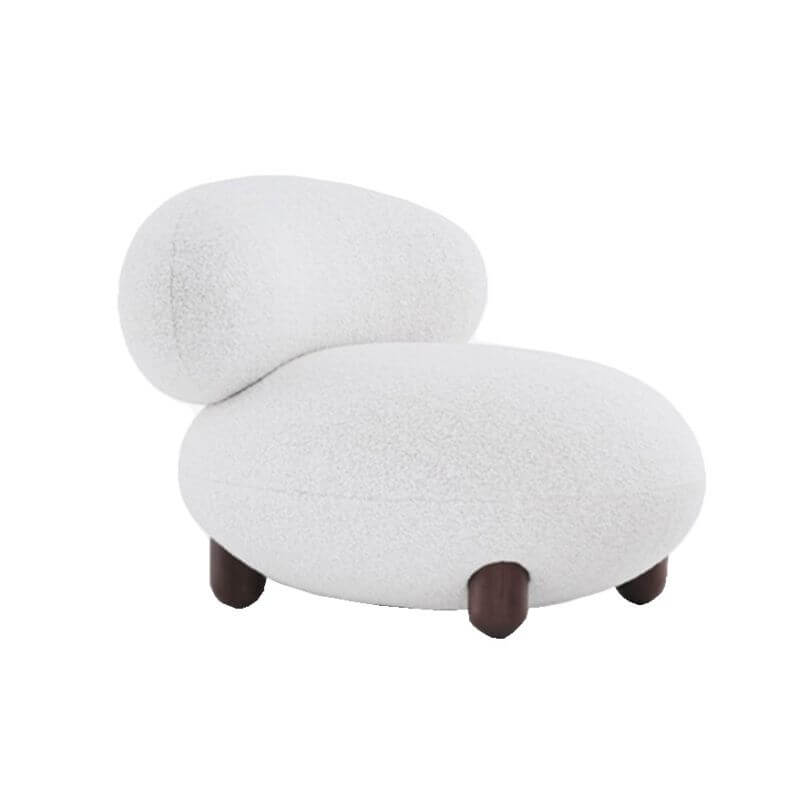 Modern Beige Accent Chair with Ottoman - Solid Color Fixed Back Lounge Chair for Living Room, Bedroom or Office - Comfortable Reading Chair with Footrest
