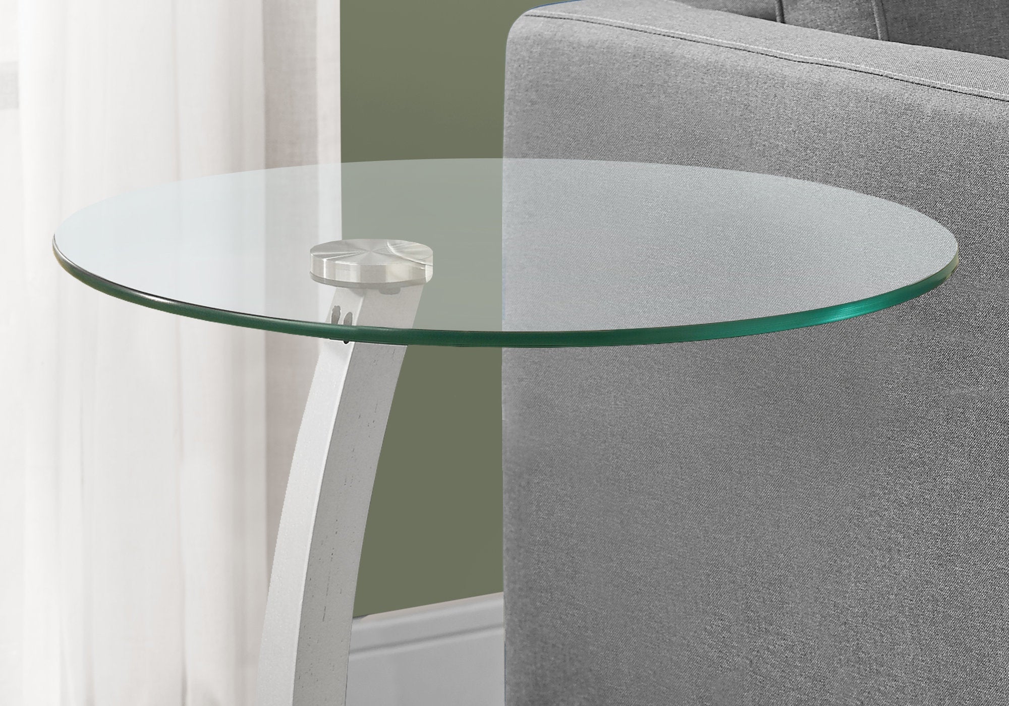 Black & Silver Bentwood Accent Table with Tempered Glass Top - Modern Side Table for Living Room, Bedroom, or Office Decor