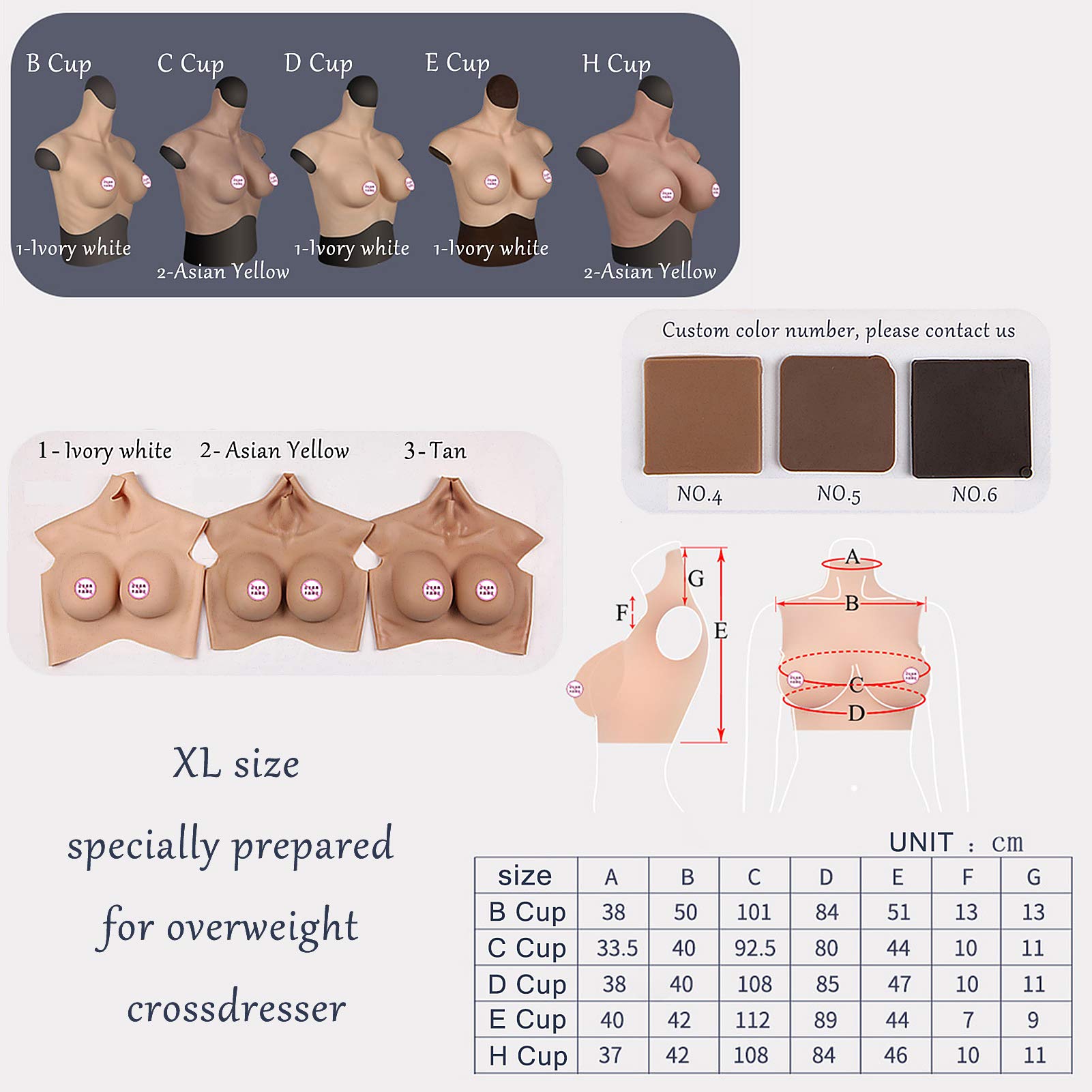 Realistic Silicone Breast Forms for Crossdressers & Trans Women - 7th Gen Lifelike Fake Breasts XL-E Cup (2-Pack, Asian Skin Tone, Silicone Filled) - Perfect for Drag Performances, Cosplay & Gender Affirmation