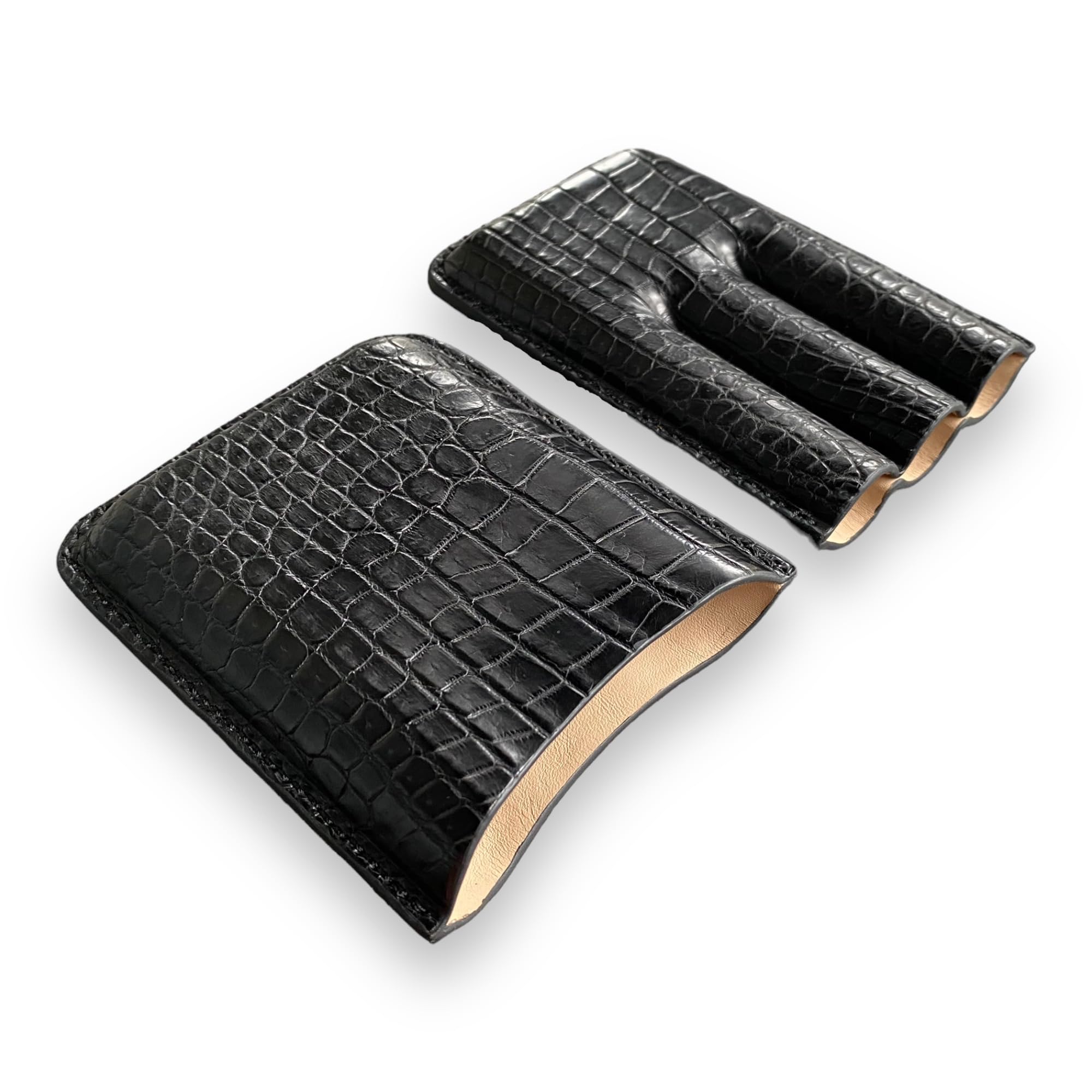 Premium Handmade Black Genuine Alligator Leather Cigar Case - Luxury Cigar Humidor for 2-3 Cigars - Elegant Cigar Cover & Travel Tube Protector - Perfect Gift for Dad, Him & Cigar Enthusiasts (Great for Weddings, Business Gifts & Collector's Display)