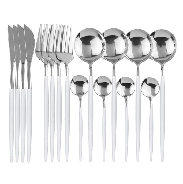 Premium 16-Piece Stainless Steel Flatware Set - Black & Gold Luxury Cutlery (Knife, Fork, Spoon) for Elegant Dining | Perfect for Dinner Parties, Wedding Registry & Upscale Restaurants