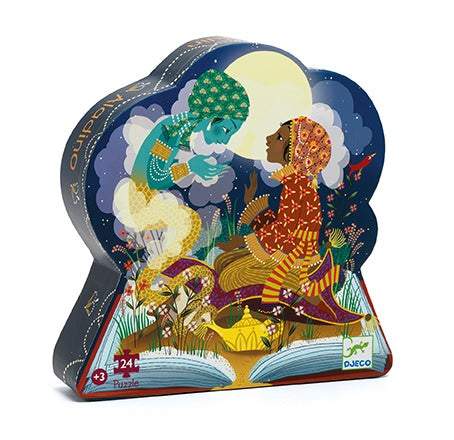 Aladdin 24-Piece Silhouette Puzzle for Kids - Disney Princess Jigsaw Puzzle Game, Educational Toy for Family Game Night & Birthday Party Activities