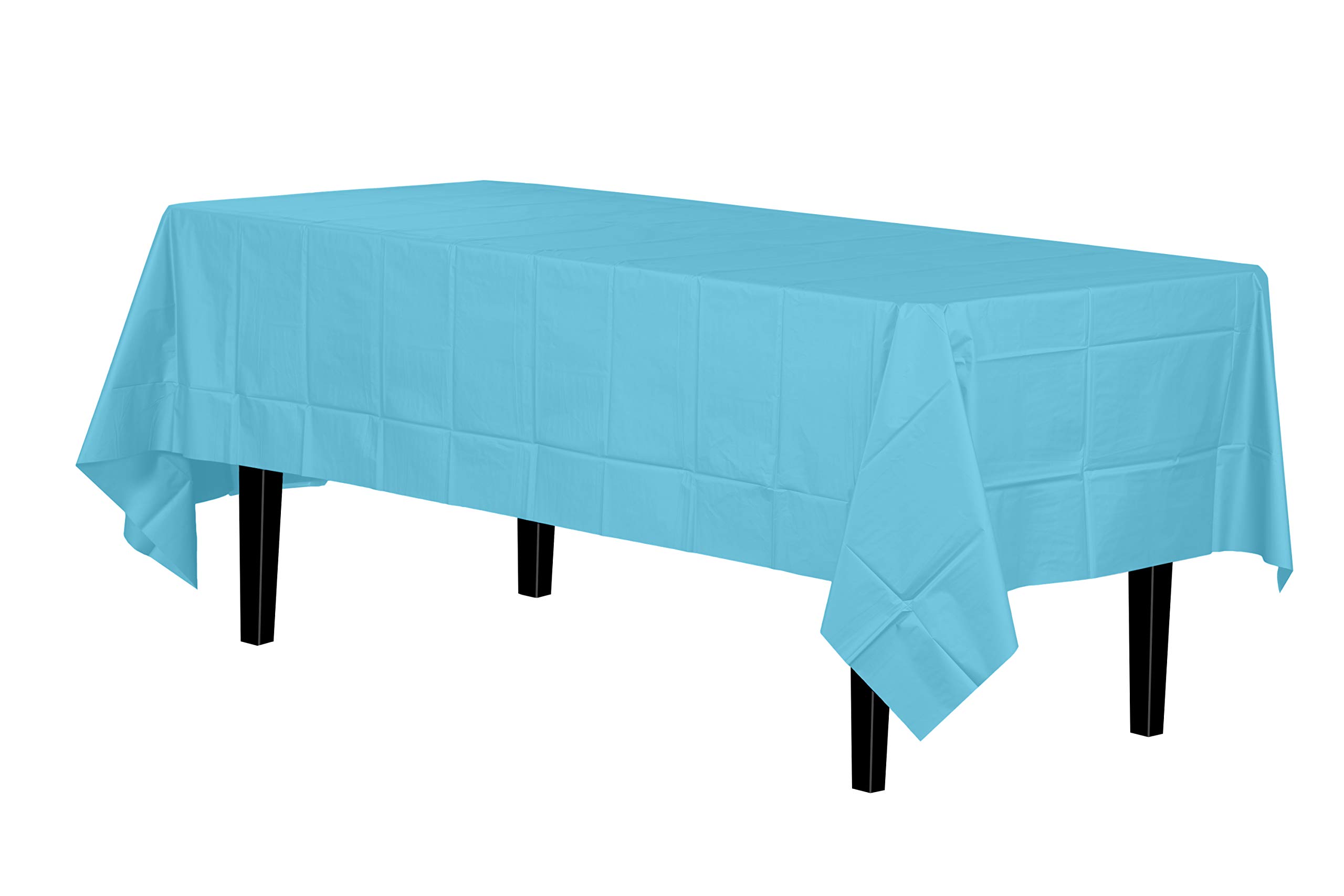 Premium Light Blue Plastic Table Cover - Waterproof & Wrinkle-Resistant for Parties, Picnics, and Outdoor Events