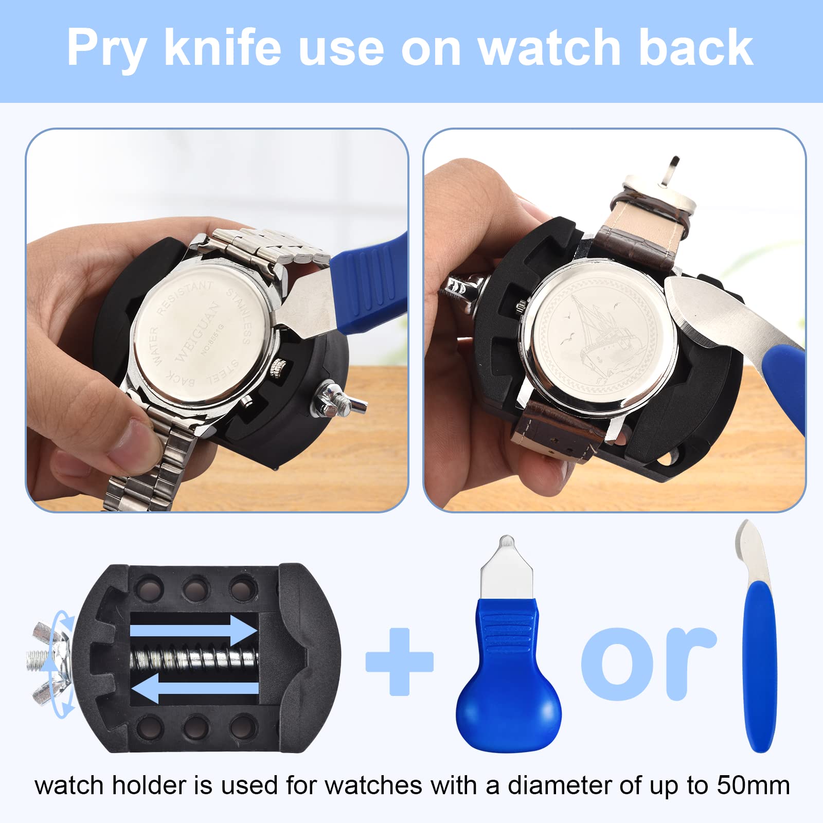 Professional Watch Battery Replacement Tool Kit - Adjustable Case Opener, Tweezers & Screwdriver Set for Watch Repair | Perfect for DIY Watch Back Removal & Maintenance at Home or Workshop