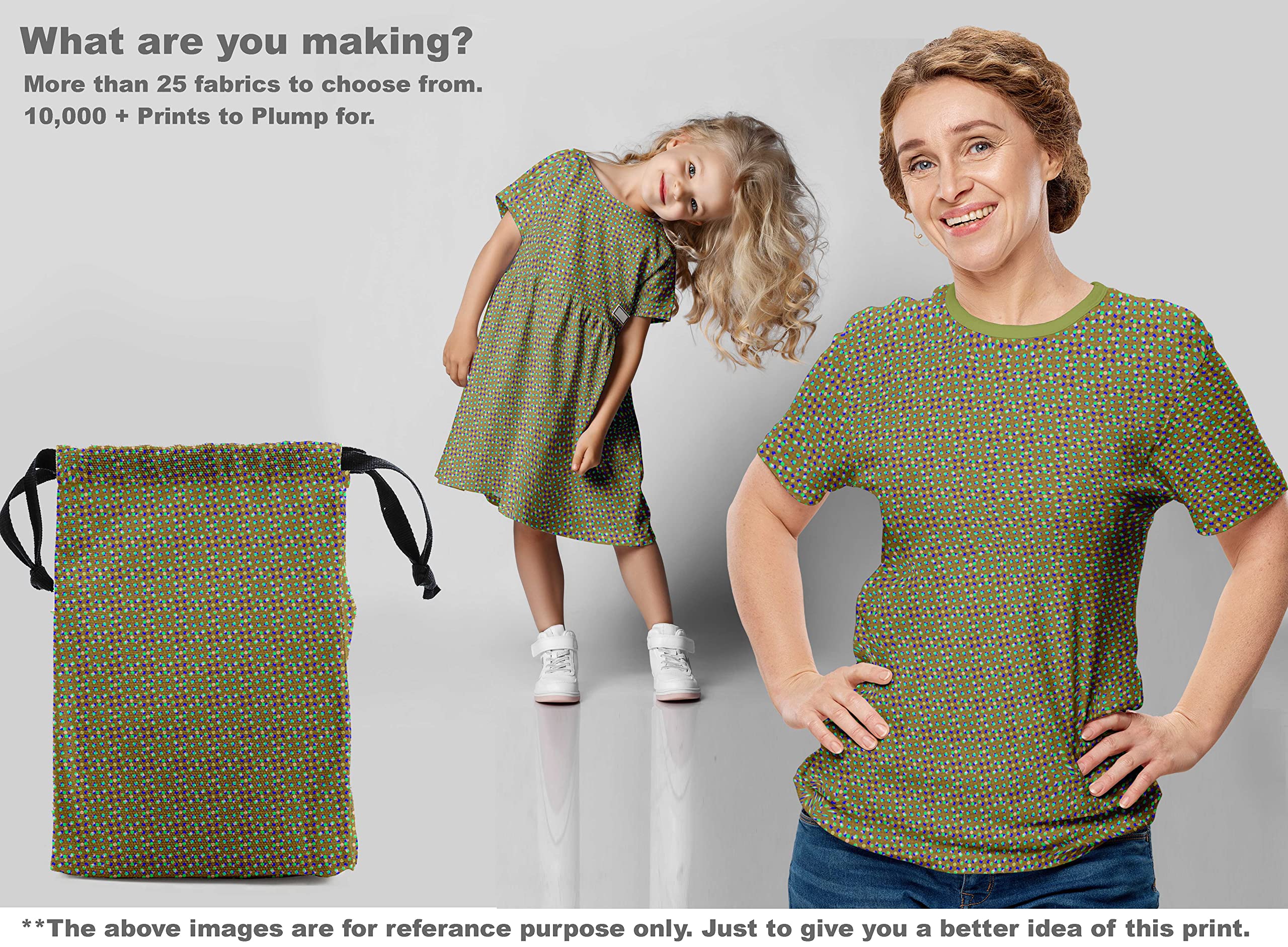 Premium Cotton Jersey Olive Green Dot Print Fabric by The Yard - 58 Inch Wide for DIY Clothing, Sewing Projects & Home Decor | Soft, Durable Material for Dresses, Quilts & Crafting