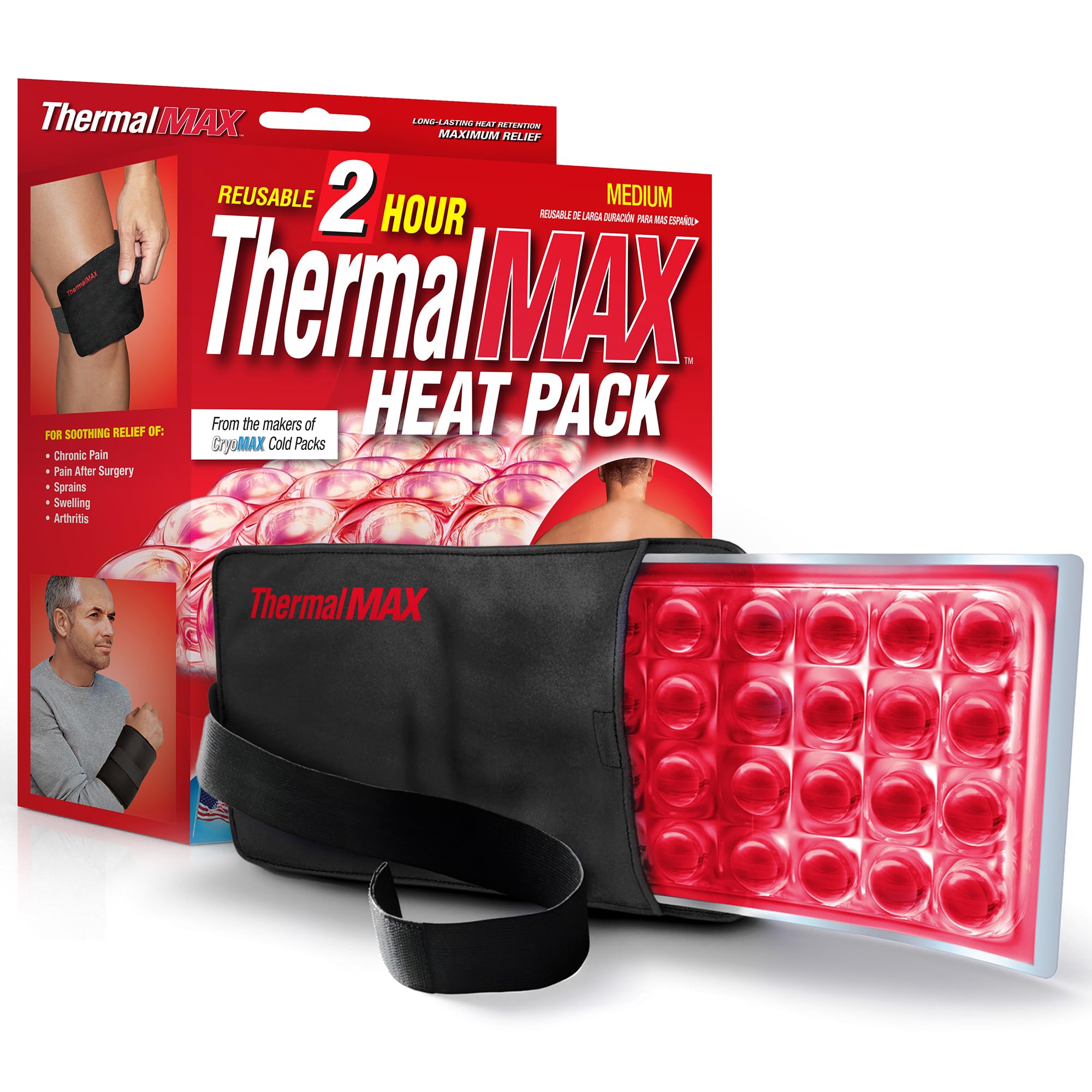 Reusable Heat Pack for Pain Relief - Long-Lasting 2-Hour Therapeutic Heating Pad with Adjustable Straps | Fast-Heating Muscle Comfort Wrap for Knee, Back & Hip Pain | Ideal for Post-Surgery Recovery, Arthritis & Period Cramps | Medium Size