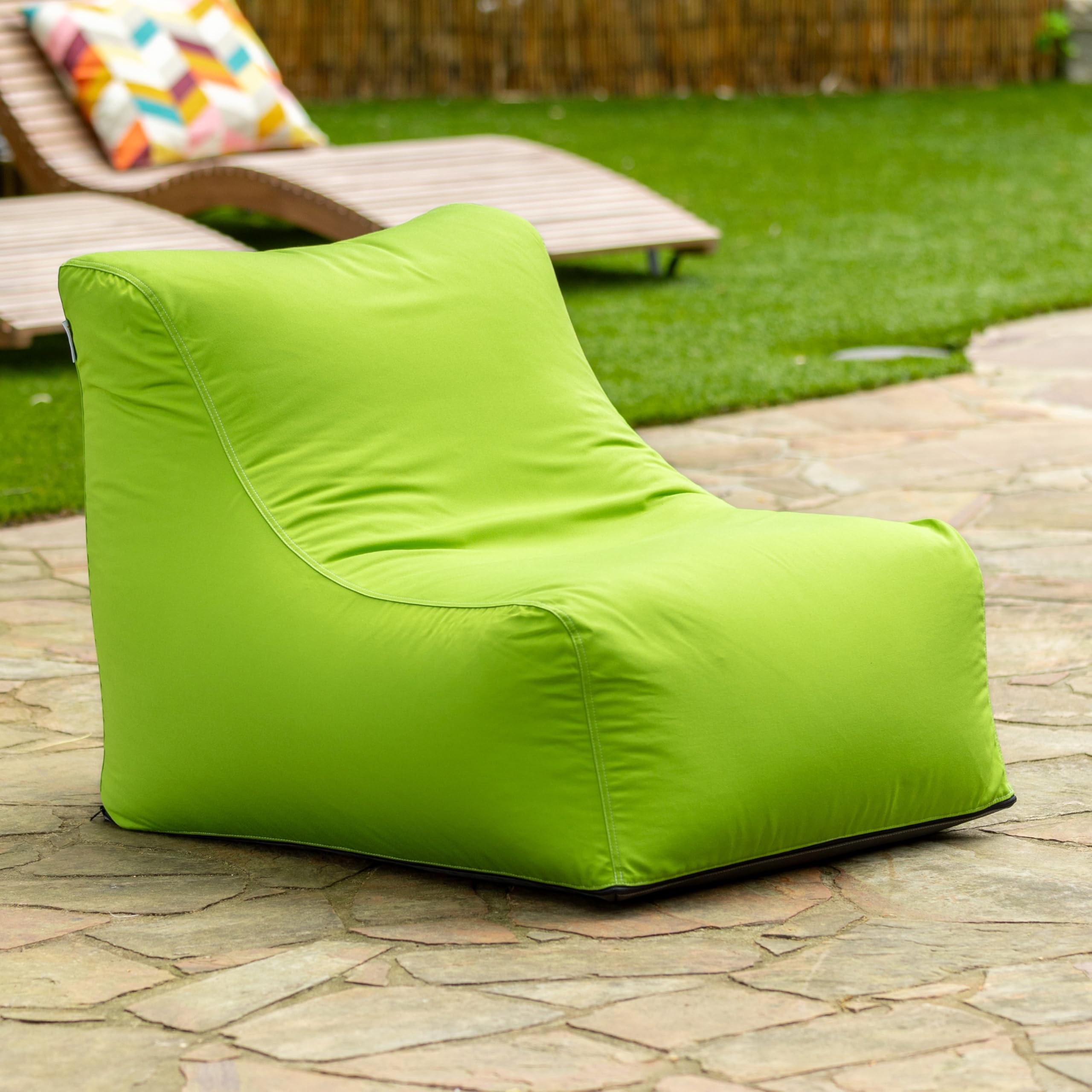 Jaxx Ponce Outdoor Bean Bag Chair - Waterproof & UV Resistant Lounge Chair for Patio, Poolside, Backyard, and Beach - Comfortable Lime Green Seating for Adults & Kids