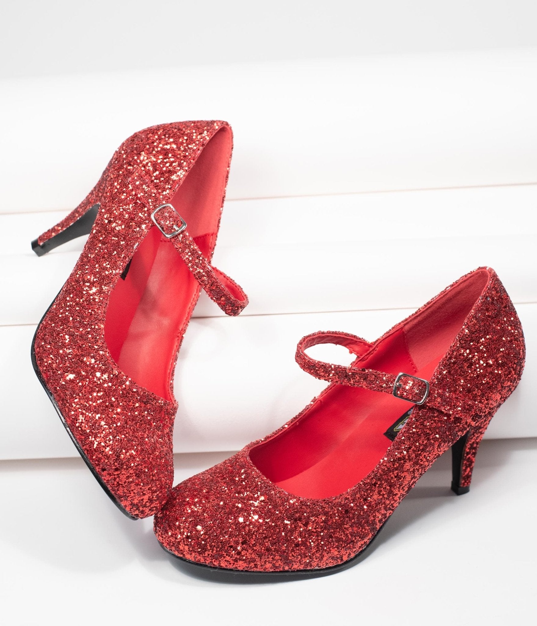 Sparkly Red Glinda Mary Jane Heels for Women - Elegant Glitter Party Shoes for Weddings, Prom, Cosplay & Halloween Costumes