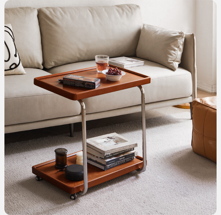 Solid Wood C-Shaped Side Table - Beech, Ash, Oak, Poplar - Modern End Table for Living Room, Bedroom & Office