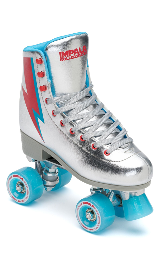 Impala Roller Skates for Women - Argentum Silver Quad Skates with Light-Up Wheels for Outdoor & Indoor Skating, Rink, Fitness & Fun