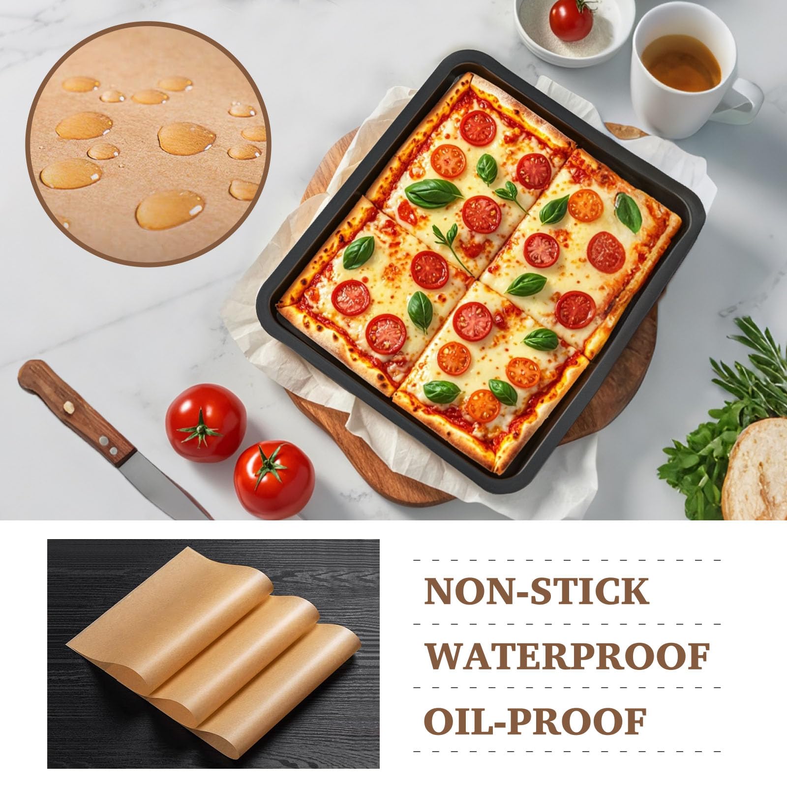 120 Pcs 9''x13'' Air Fryer Parchment Paper Liners - Compatible with Breville Smart Oven Air Fryer Pro BOV900BSS & Cuisinart Toaster Oven Combo - Disposable Non-Stick Baking Sheets for Healthy Cooking, Roasting & Reheating Food