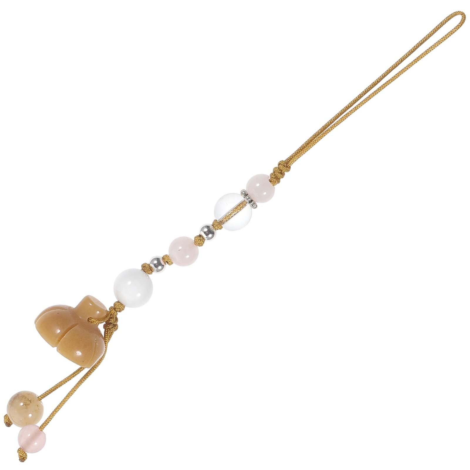 Hemobllo Jade Agate Phone Strap - Creative Keychain & Car Hanging Pendant - Elegant Phone Charm for Mobile, Keys, Car Decor & Fashion Accessories (Yellow) | Perfect for Daily Use, Gifts & Personal Style Enhancement