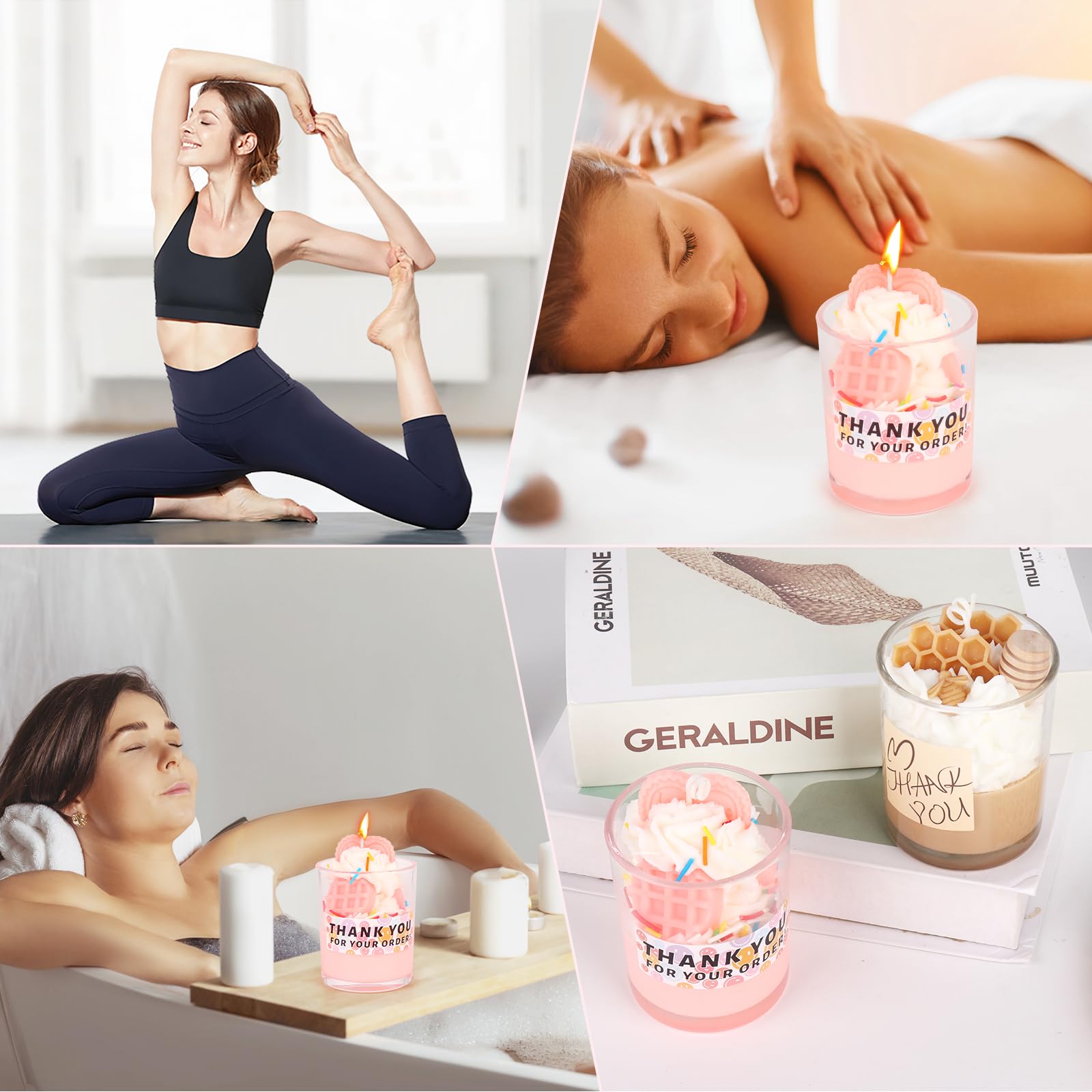 DAJASD Scented Soy Wax Candles in Glass Jar - Aromatherapy Gifts for Women, Relaxing Home Decor for Bedroom, Bathroom & Office - Perfect for Birthday, Halloween, Christmas (Light Pink)