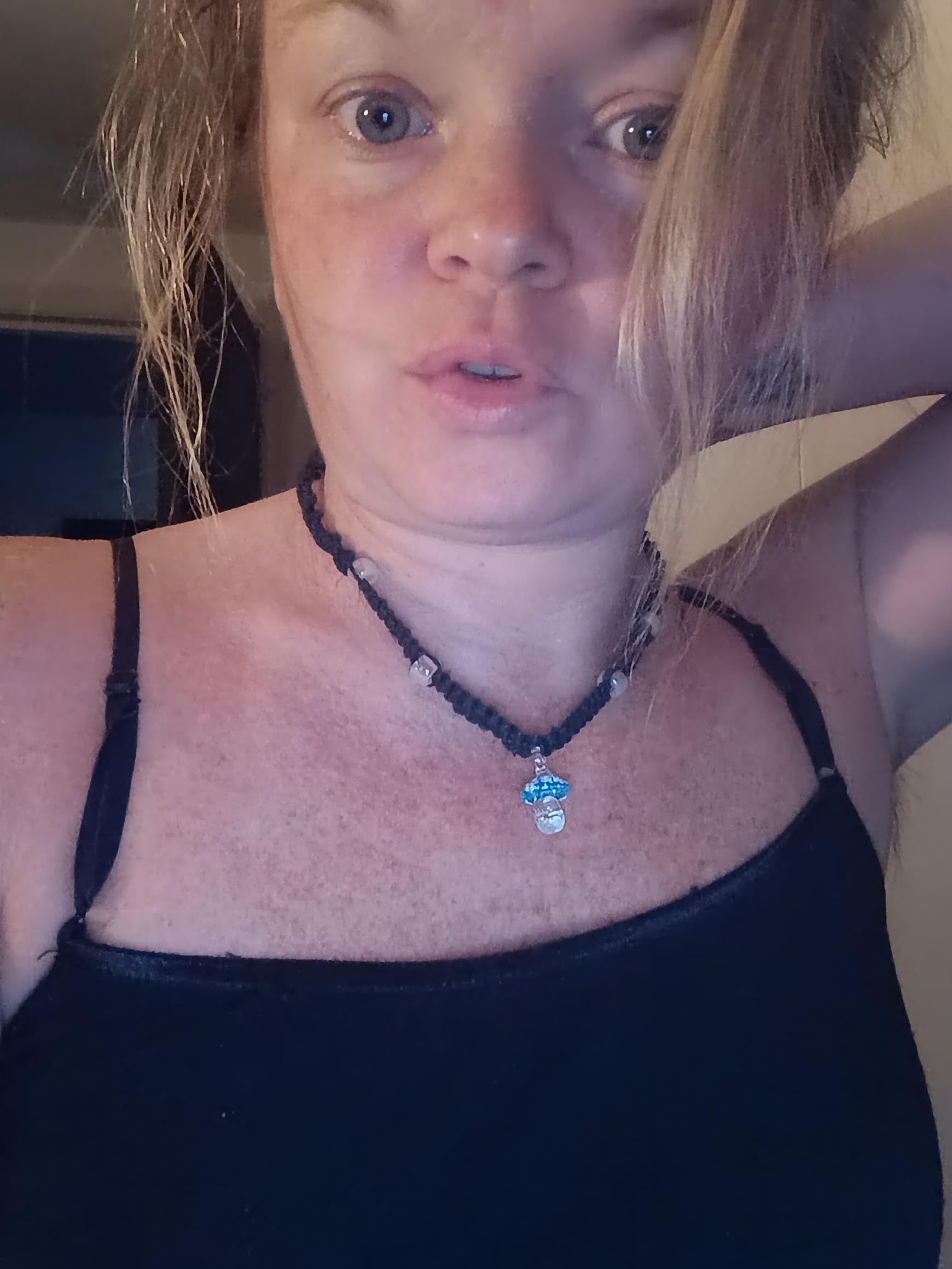 Glow Blue Mushroom Hemp Necklace for Men & Women - Festival & Party Wear