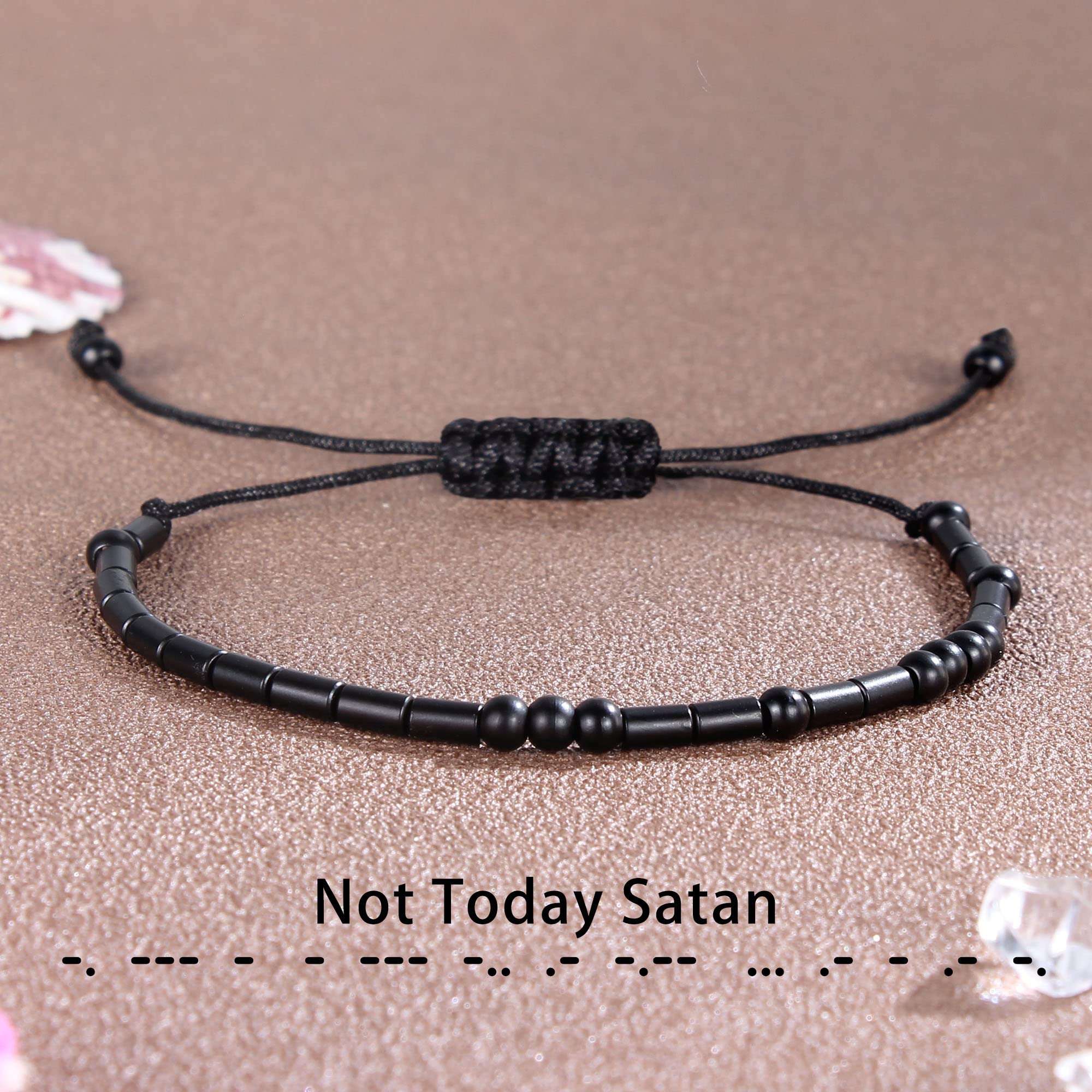 Morse Code Bracelet for Women & Men - Adjustable Braided Leather Bracelet with Inspirational Message - Best Friend Birthday Gift for Sister, Daughter, Mom, Dad - Christmas Jewelry for Couples - Perfect for Daily Wear, Special Occasions & Motivational Gifts