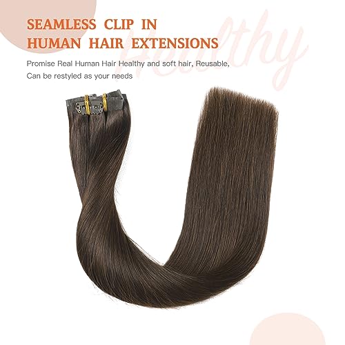 Silky Straight Clip-in Remy Human Hair Extensions for Women - 18 Inch Natural Black Hair Weft for Length & Volume - Perfect for Parties, Weddings & Daily Styling