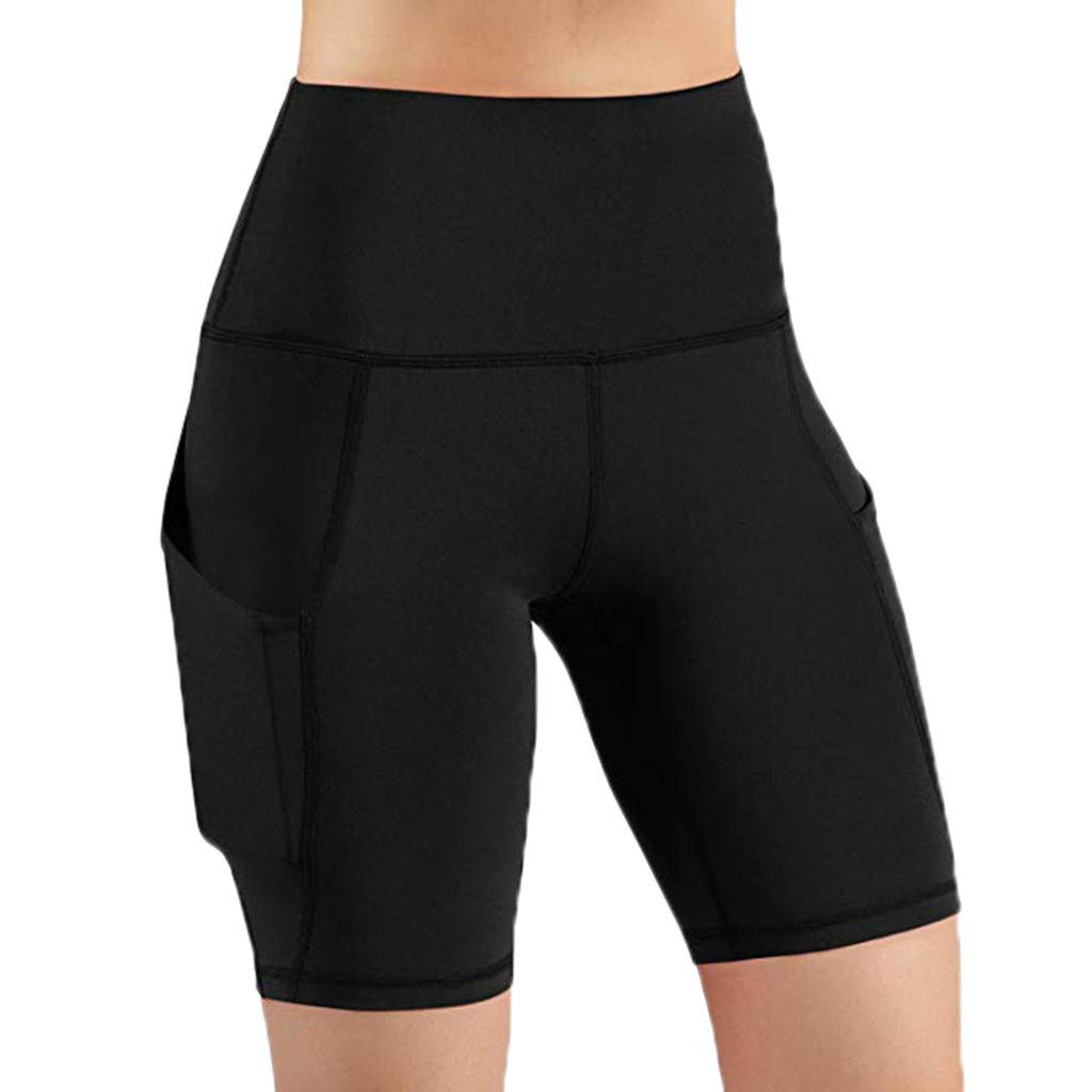 Hessimy Women's Stretch Workout Shorts for Yoga & Gym