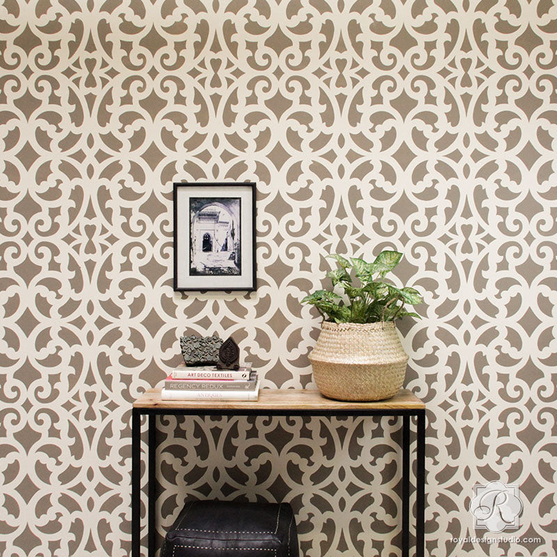 Mansion House Grille Trellis Wall Stencil - DIY Home Decor Stencil for Wall Painting, Furniture & Crafts - Perfect for Bedroom, Living Room & Garden Projects