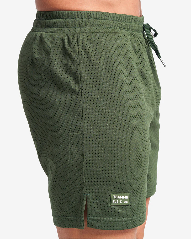 **Teamm8 S.S.C 6 Mesh Shorts - Forest Green - Breathable Athletic Shorts for Running, Gym & Outdoor Sports**